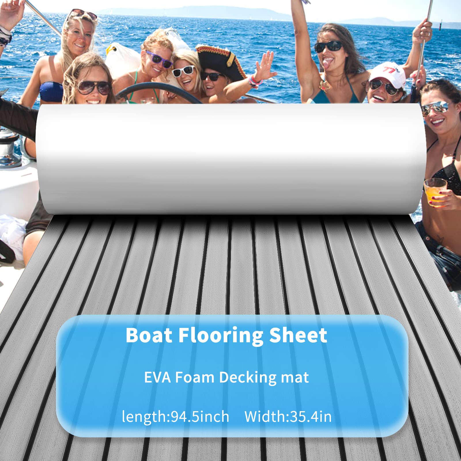 Premium EVA Foam Faux Teak Marine Mat - Self-Adhesive Non-Slip Boat Flooring for Motorboats, Yachts, RVs & Kayaks | Waterproof Decking Sheet for Surfboard Storage & Marine Applications