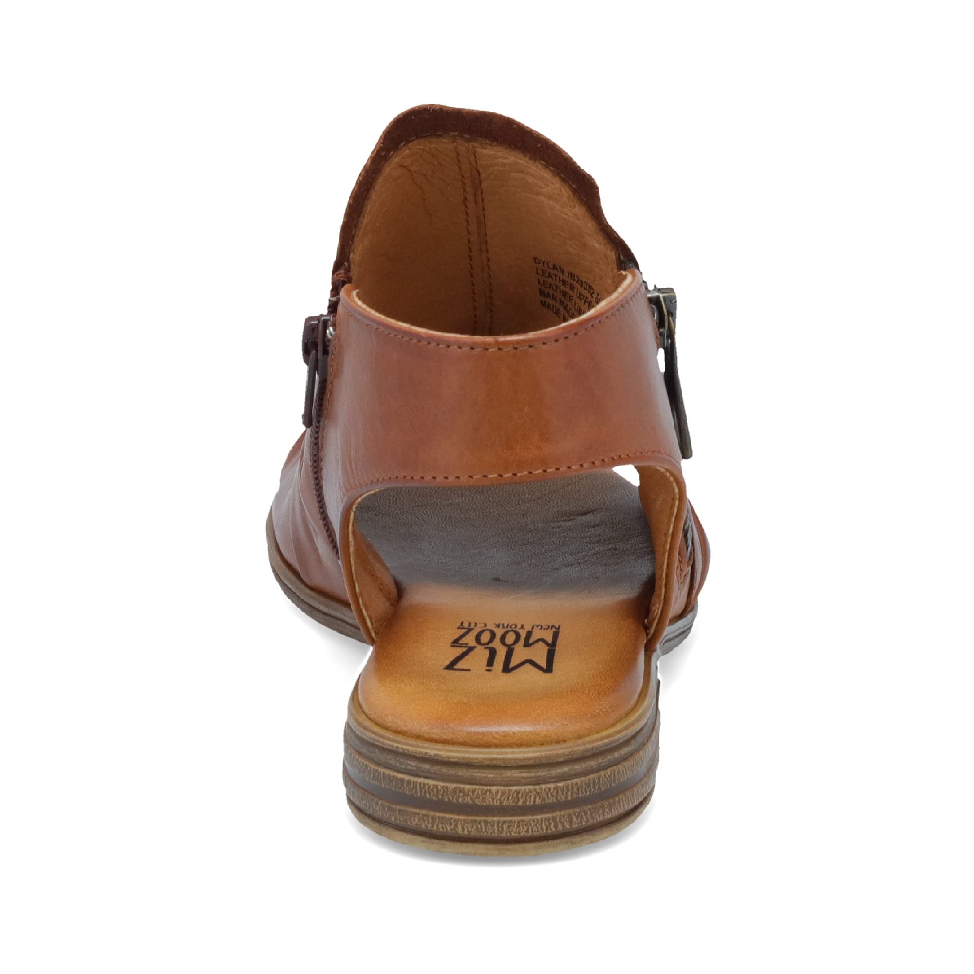 Miz Mooz Dylan Women's Leather Sandals - Peep Toe Boho Sandals with Side Zipper | Comfortable Summer Shoes for Beach, Travel & Casual Outfits