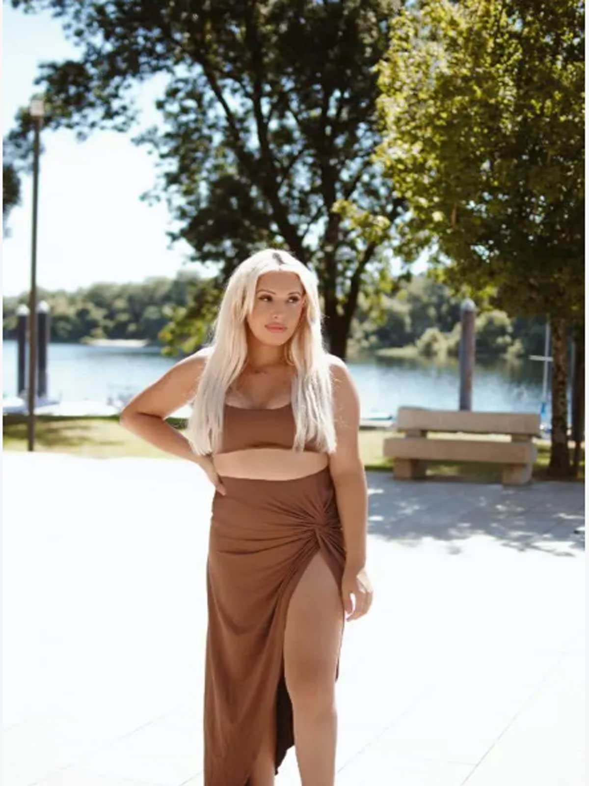 ZAFUL Women's Sleeveless Crop Top & Ruched Maxi Skirt Set - Summer Casual Outfit for Beach, Vacation & Date Night