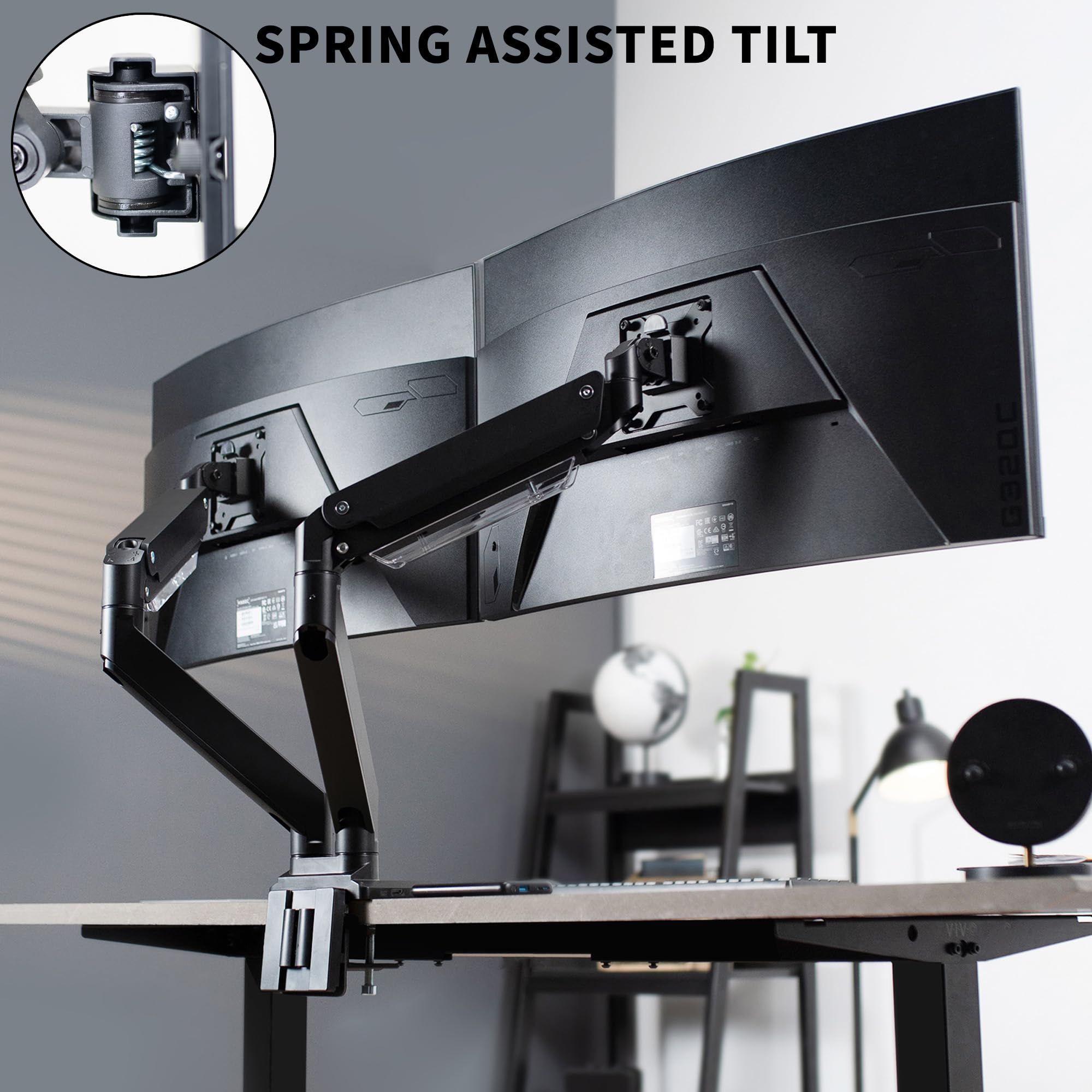 VIVO Heavy Duty Aluminum Dual Monitor Arm with USB-C Docking Station - Fits 35