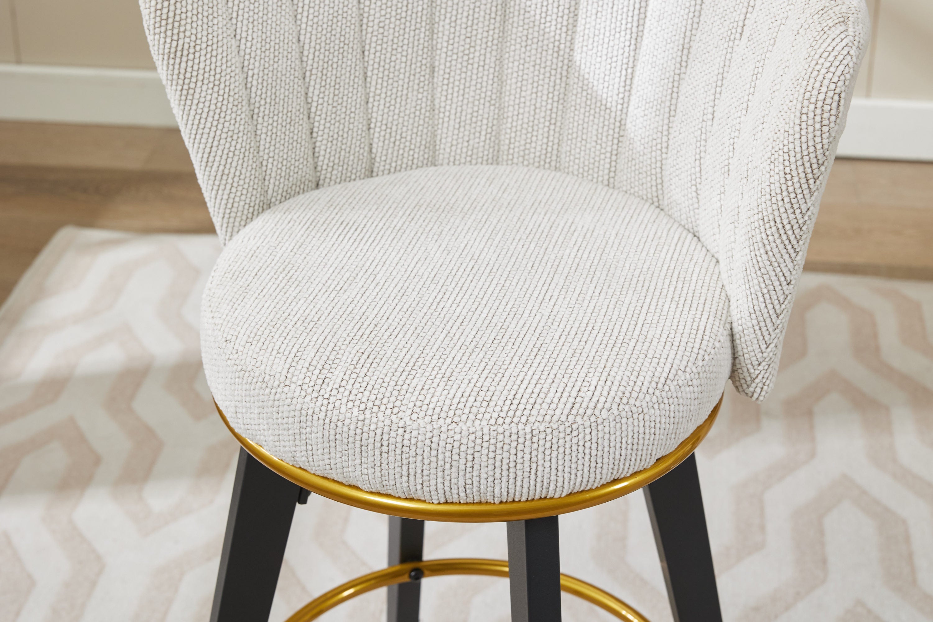 2-Pack Counter Height Bar Stools with 360° Swivel, Upholstered Back & Metal Legs - 26 Inch Seat Height, Velvet Fabric & Gold Footrest - Perfect for Kitchen Islands, Breakfast Bars & Home Decor