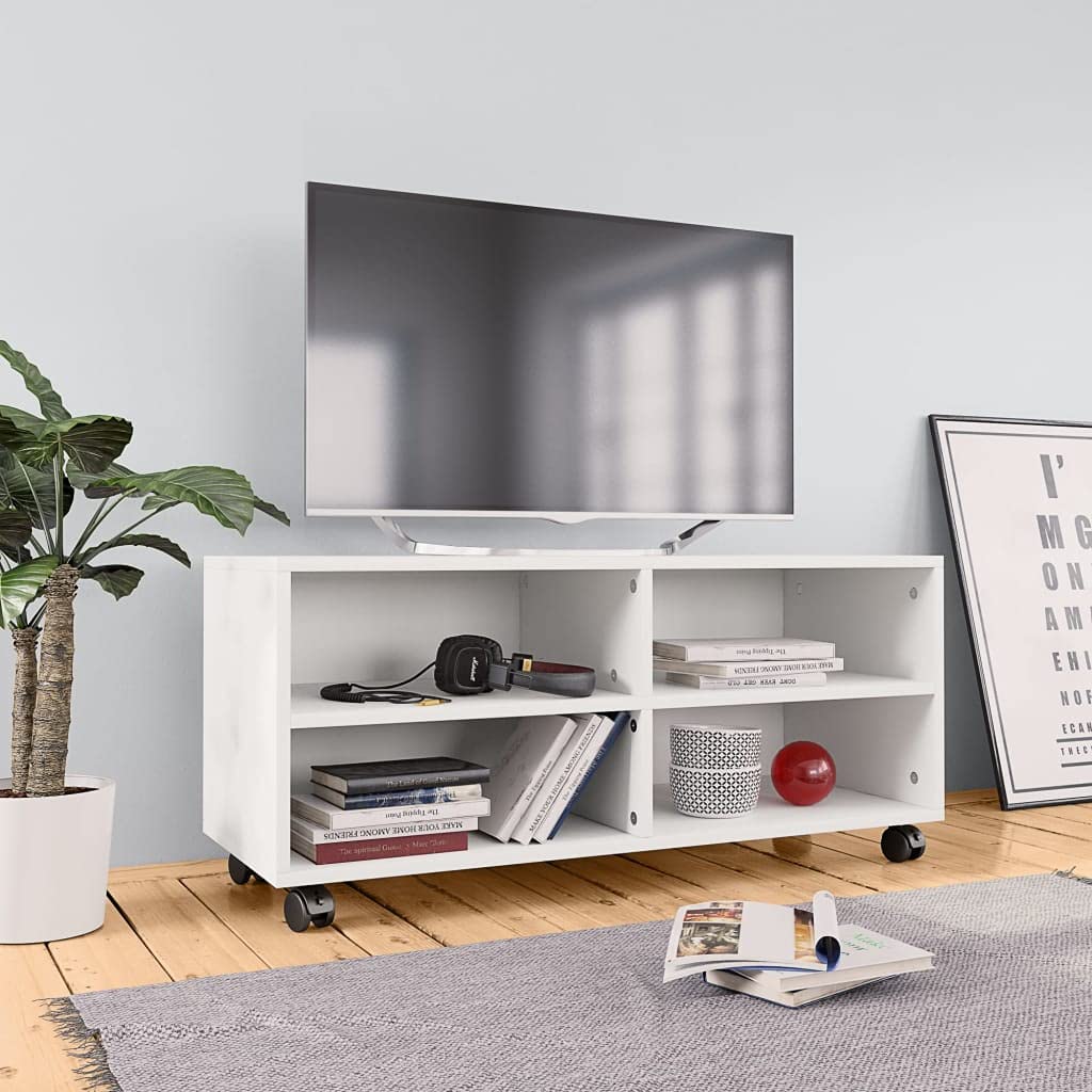 Modern White TV Stand with Storage - Sturdy TV Cabinet for Living Room, Bedroom & Home Entertainment - Perfect for Flat Screen TVs up to 65