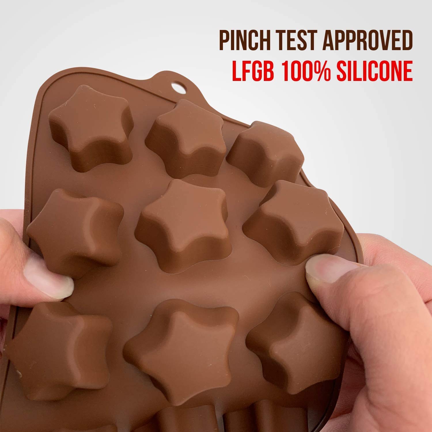 15 Cavity Silicone Chocolate Molds - Heart & Flower Shapes for Valentine's Day, DIY Candy, Cake Decor, Hot Cocoa, Jelly & Ice Cubes | Perfect for Romantic Gifts, Baking & Party Treats (Upside Star Design)