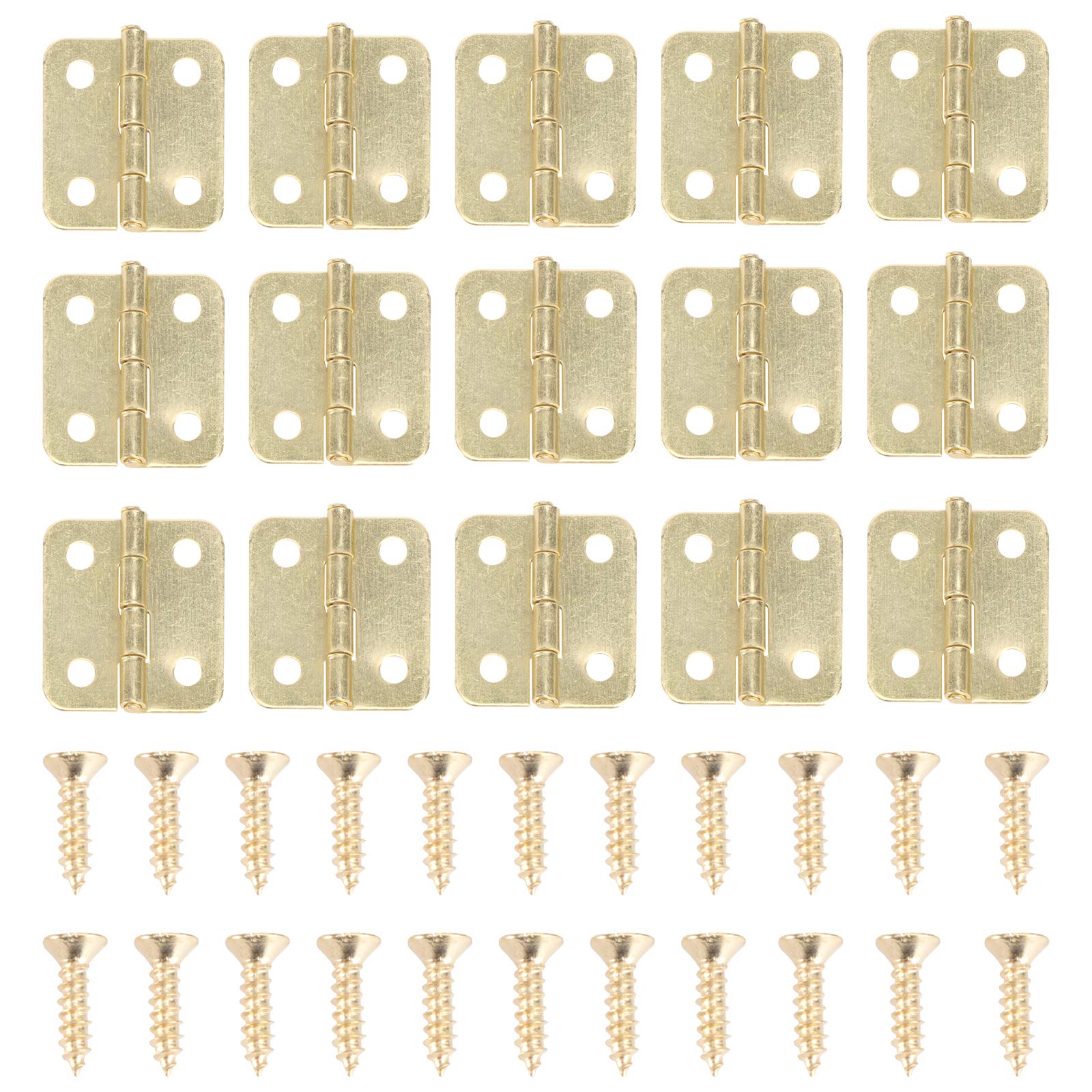 Healifty 20pcs 1:12 Scale Miniature Hinges for Dollhouse Furniture - Brass Cabinet & Closet Hardware with 80 Screws - Perfect for DIY Dollhouse, Model Building, and Miniature Projects