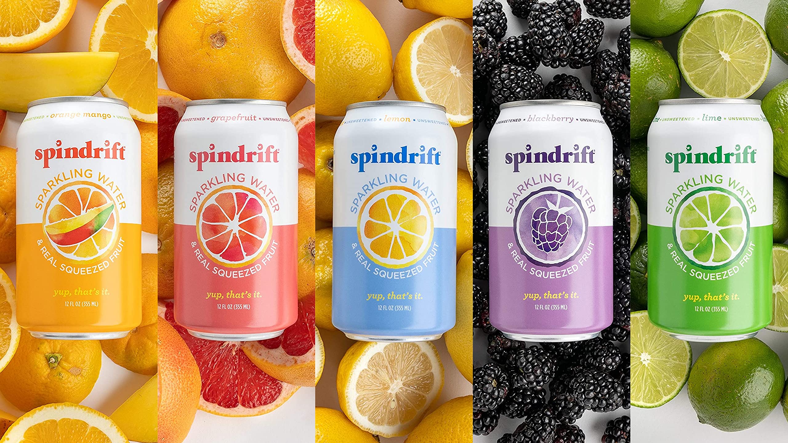 Spindrift Sparkling Water Variety Pack - 5 Flavors with Real Squeezed Fruit, 12 Fl Oz Cans (Pack of 10) - Perfect for Hydration, Parties & Healthy Refreshment