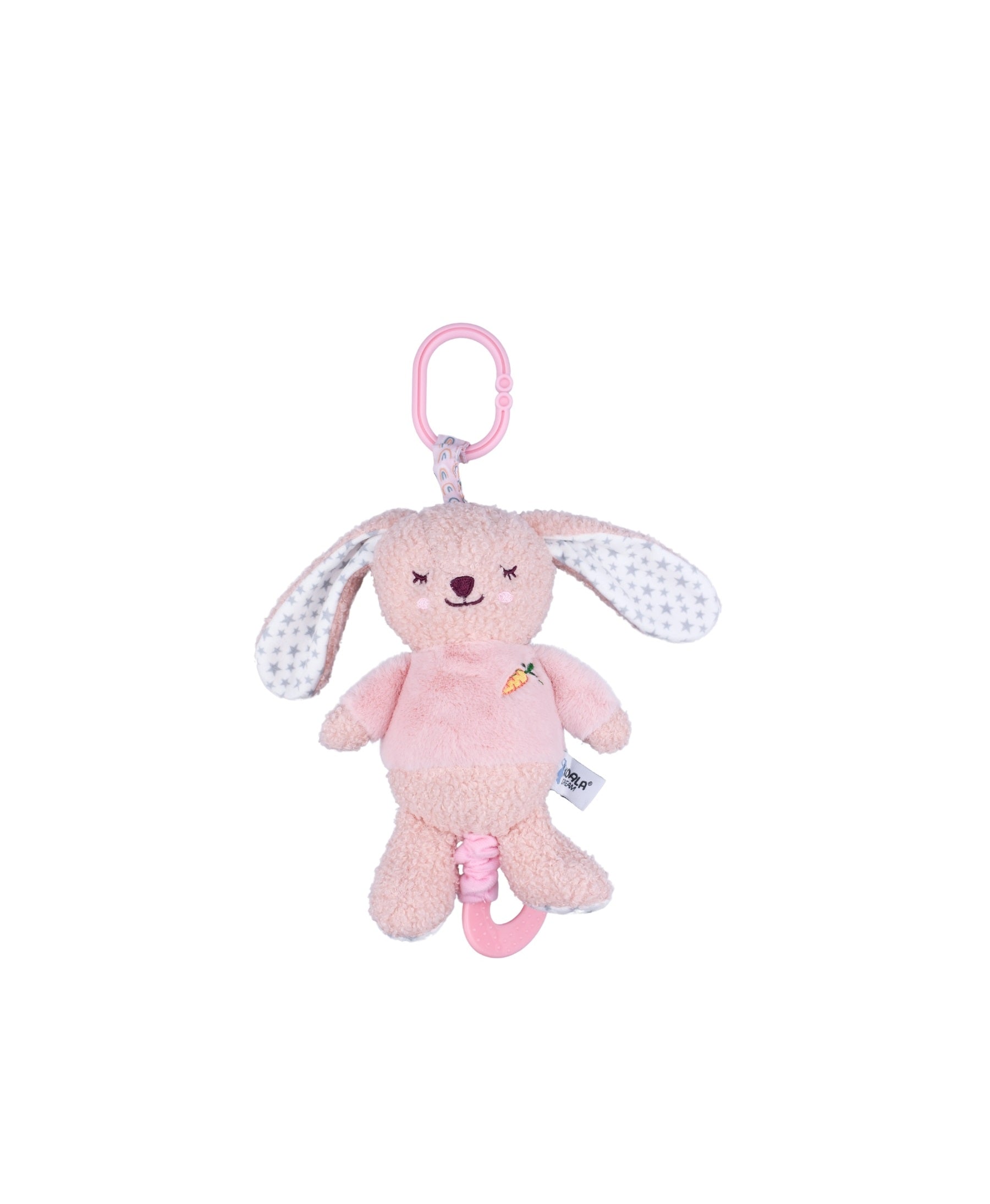 Snuggle Buddy Berry Bunny Jiggle & Shake Clip Toy - Soft Plush Sensory Toy for Babies & Toddlers - Perfect for Strollers, Car Seats & Cribs