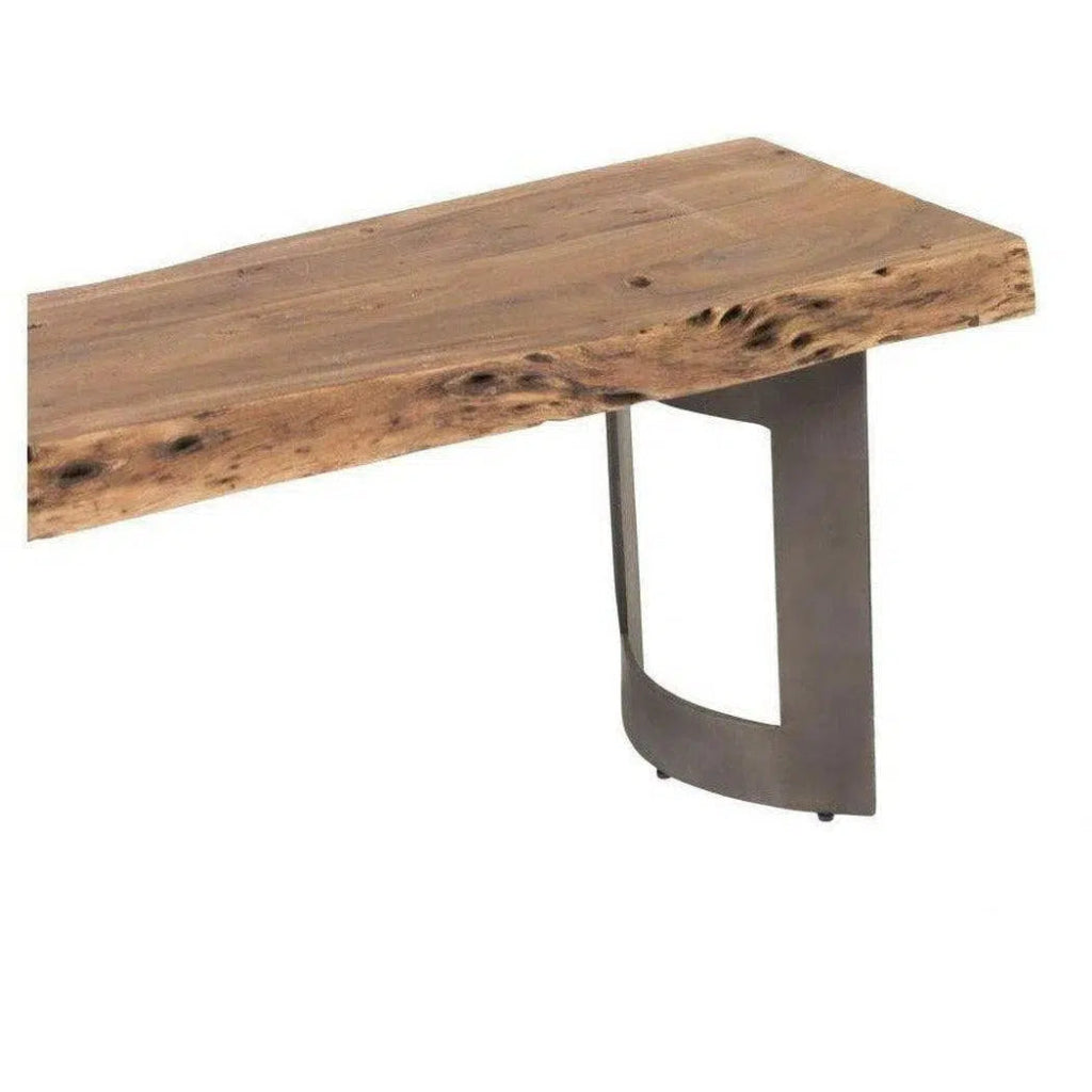 108 Inch Live Edge Dining Bench - Solid Wood Rustic Industrial Style Bench for Kitchen, Dining Room, or Bar - Perfect for Farmhouse, Modern, and Industrial Decor