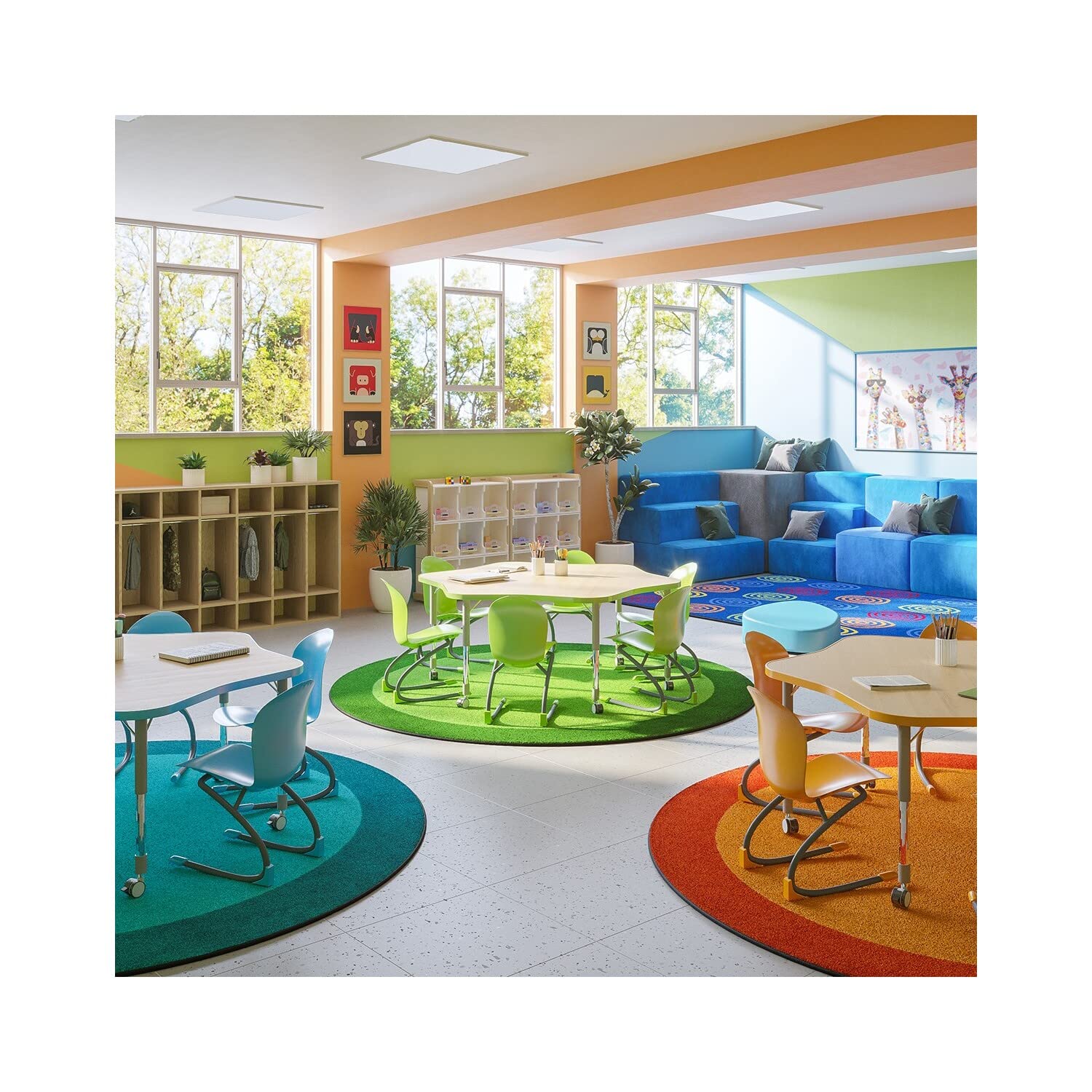 Joy Carpets Kid Essentials Non-Slip Orange Area Rug 5'4