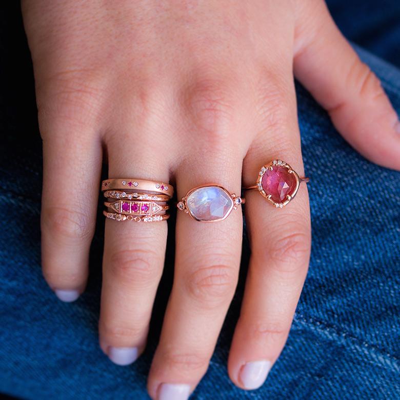 Ruby Star Eternity Band Ring - 14K Gold or Sterling Silver Women's Wedding Band with Genuine Gemstones | Perfect for Anniversary Gifts, Engagement Rings & Special Occasions