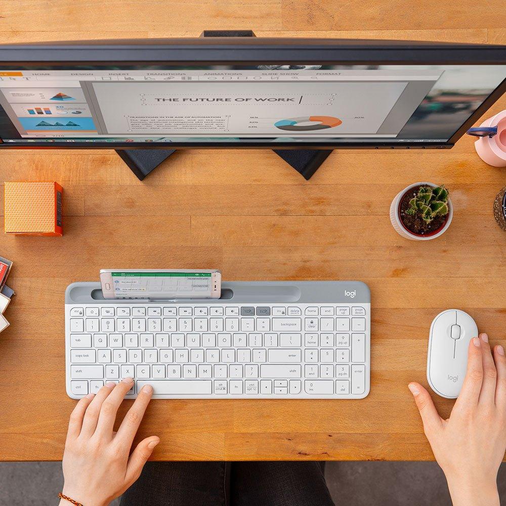 Logitech K580 Slim Multi-Device Wireless Keyboard - Compatible with Windows, Mac, iPad - Perfect for Home Office, Gaming & Remote Work