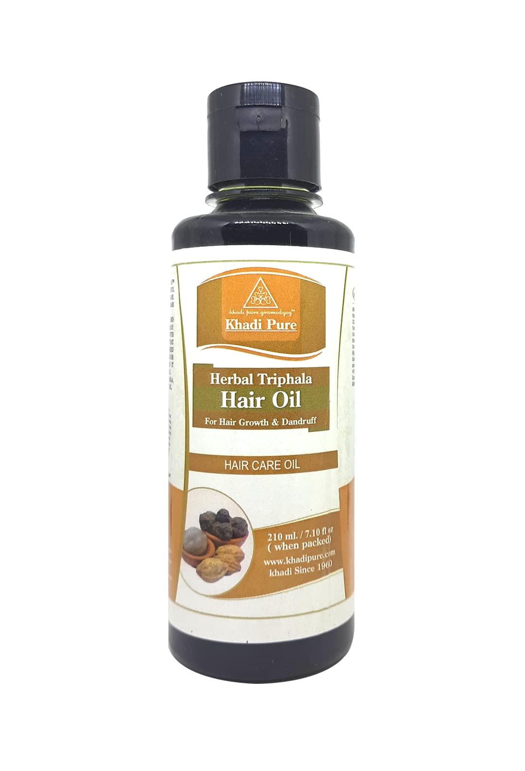 Khadi Pure Gramodyog Herbal Triphala Hair Oil - 210ml | Ayurvedic Hair Growth Treatment for Dry & Damaged Hair | Promotes Scalp Health & Reduces Hair Fall | Perfect for Daily Hair Care & Massage