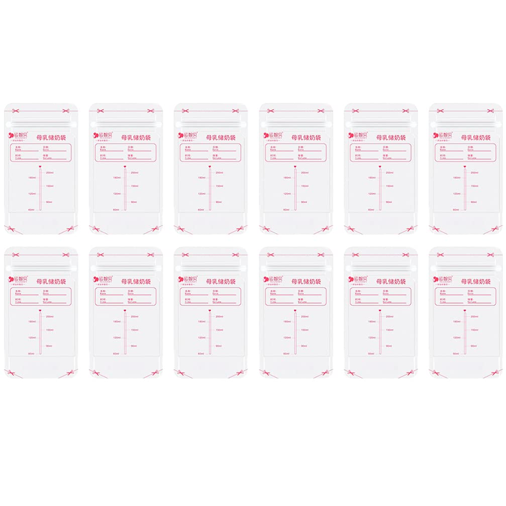 Jojofuny 30pcs Breast Milk Storage Bags - 200ML Leakproof Freezer Bags with Zipper Seal & Self-Standing Design for Breastfeeding Moms | Perfect for Refrigeration, Freezing, and On-the-Go Use