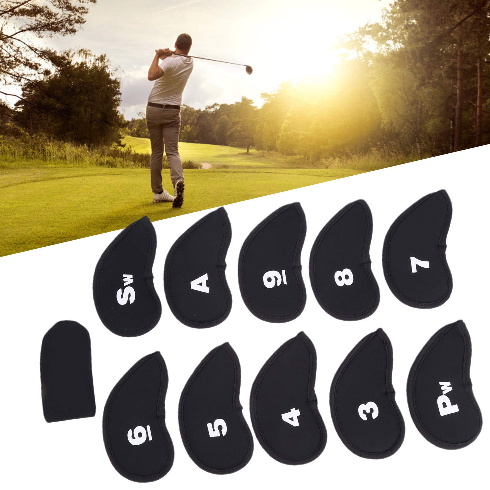 Mumisuto 11-Piece Golf Iron Head Covers Set - Numbered Pattern Protective Sleeves (5.9x3.1 Inch) - Durable Golf Club Accessories for Travel & Course Protection | Perfect for Golf Bags & Tournament Play