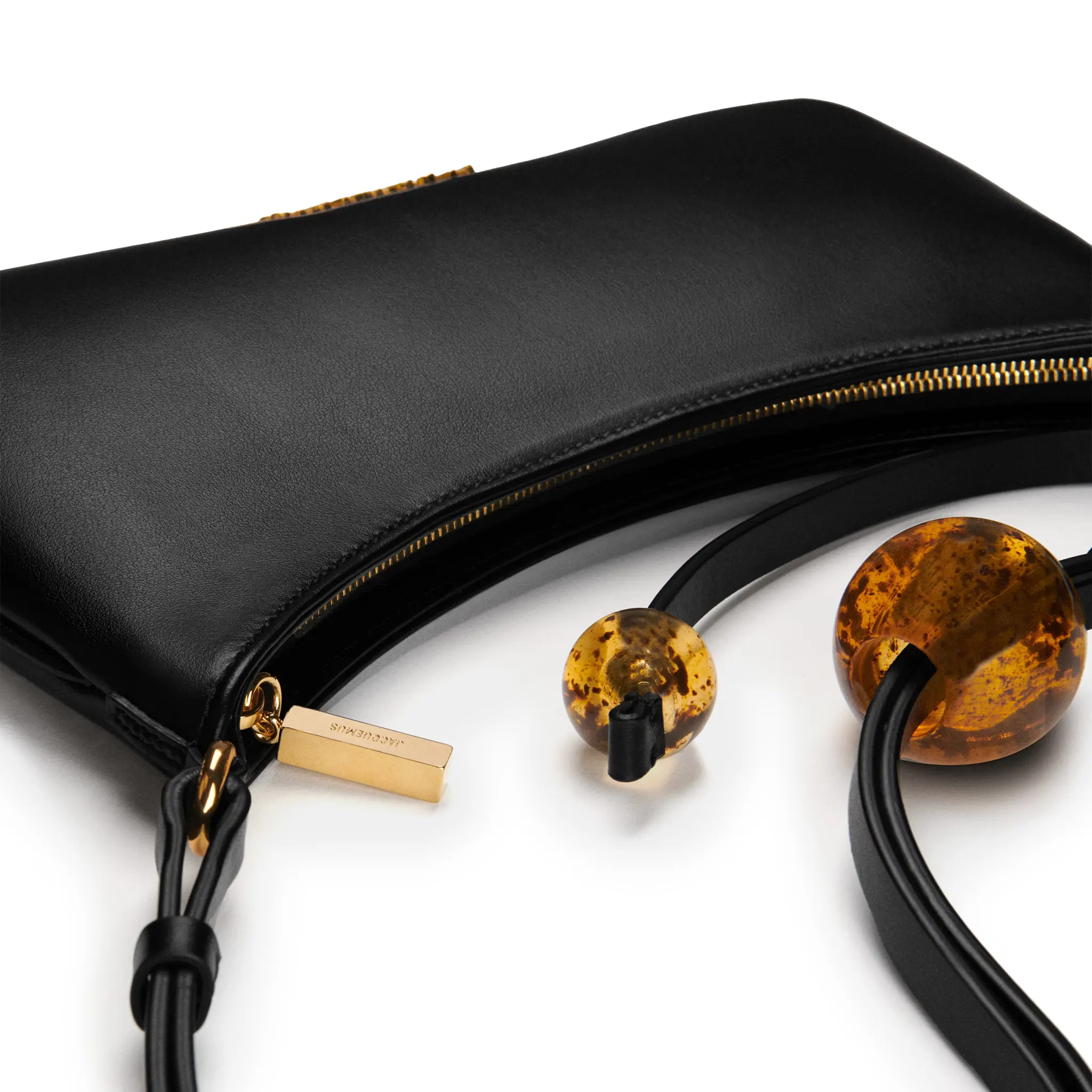 Jacquemus Le Bisou Perle Black Shoulder Bag for Women | Elegant Pearl Accent Crossbody Purse | Perfect for Evening Parties, Date Night & Special Occasions