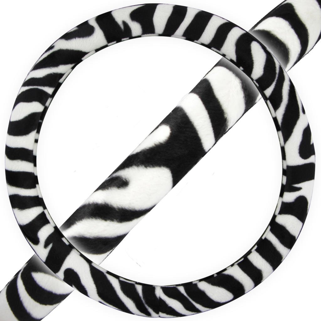 BDK Universal Fit Safari Steering Wheel Cover - Soft Comfort Grip for Cars & SUVs (White Zebra Pattern) | Enhance Driving Experience & Style