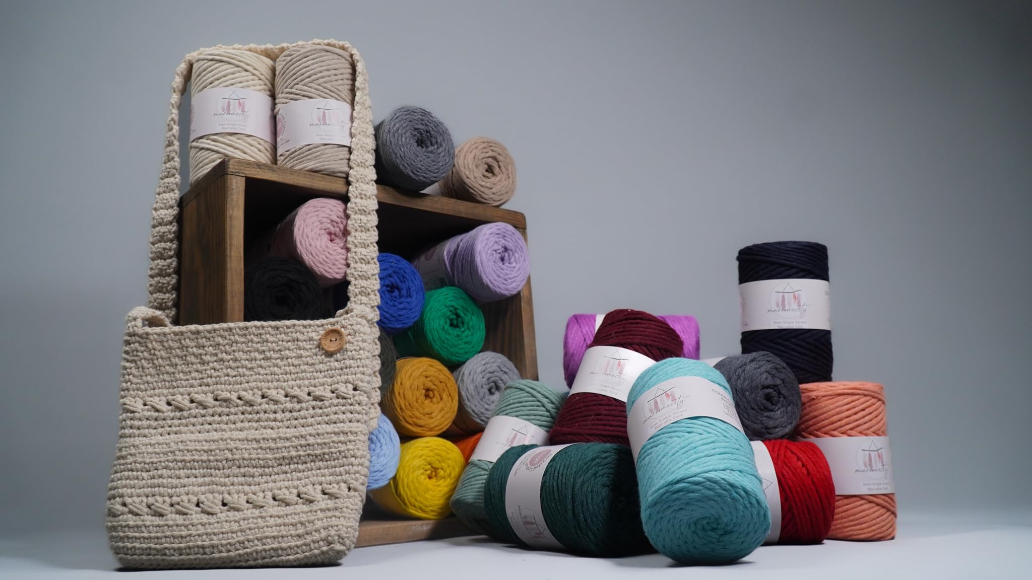 Makromecity 3mm Single Strand Macrame Cord - 100 Yards (300 Feet) Mustard Cotton Yarn for Wall Hangings, Plant Hangers, DIY Crafts | Recycled Eco-Friendly Twisted Rope for Bohemian Home Decor & Macrame Art Projects