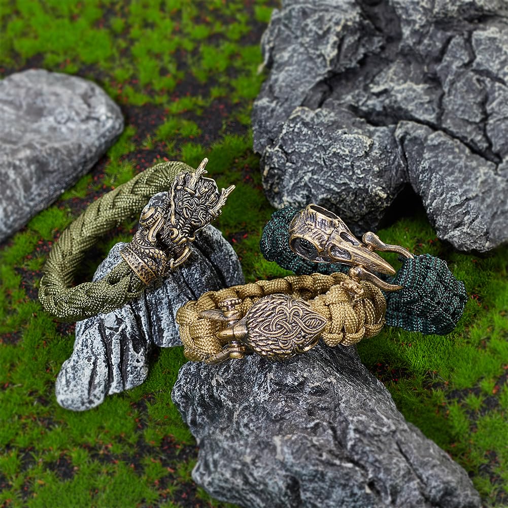 Antique Bronze Brass Paracord Buckles - Eagle Parachute Cord Tool Lanyard Beads for EDC Charms, Pendants & Bracelet Crafts | Survival Gear, Outdoor Accessories & DIY Jewelry Making Supplies