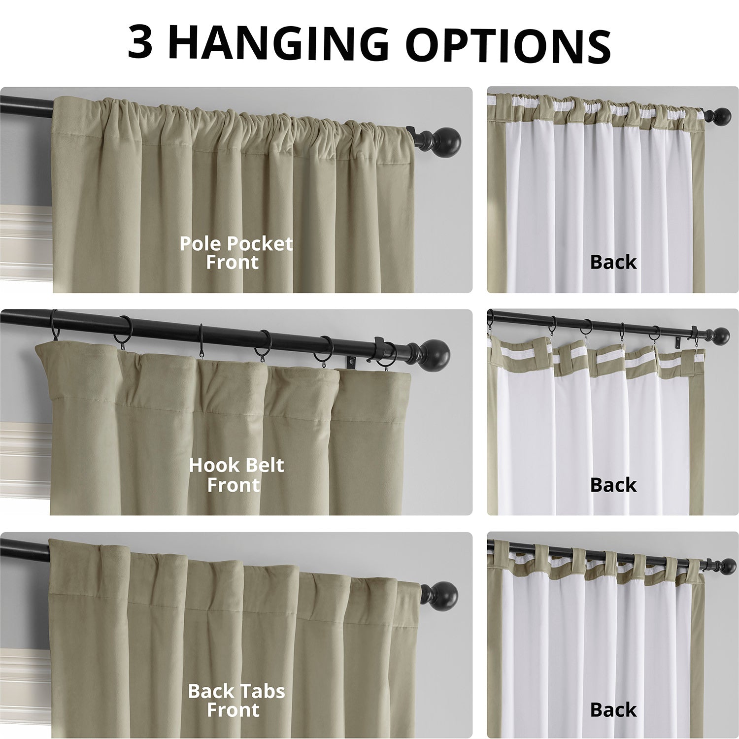 Luxury Beige Blackout Curtains for Bedroom - Thermal Insulated Velvet Drapes with Noise Reduction, Perfect for Home Theater & Nursery Room