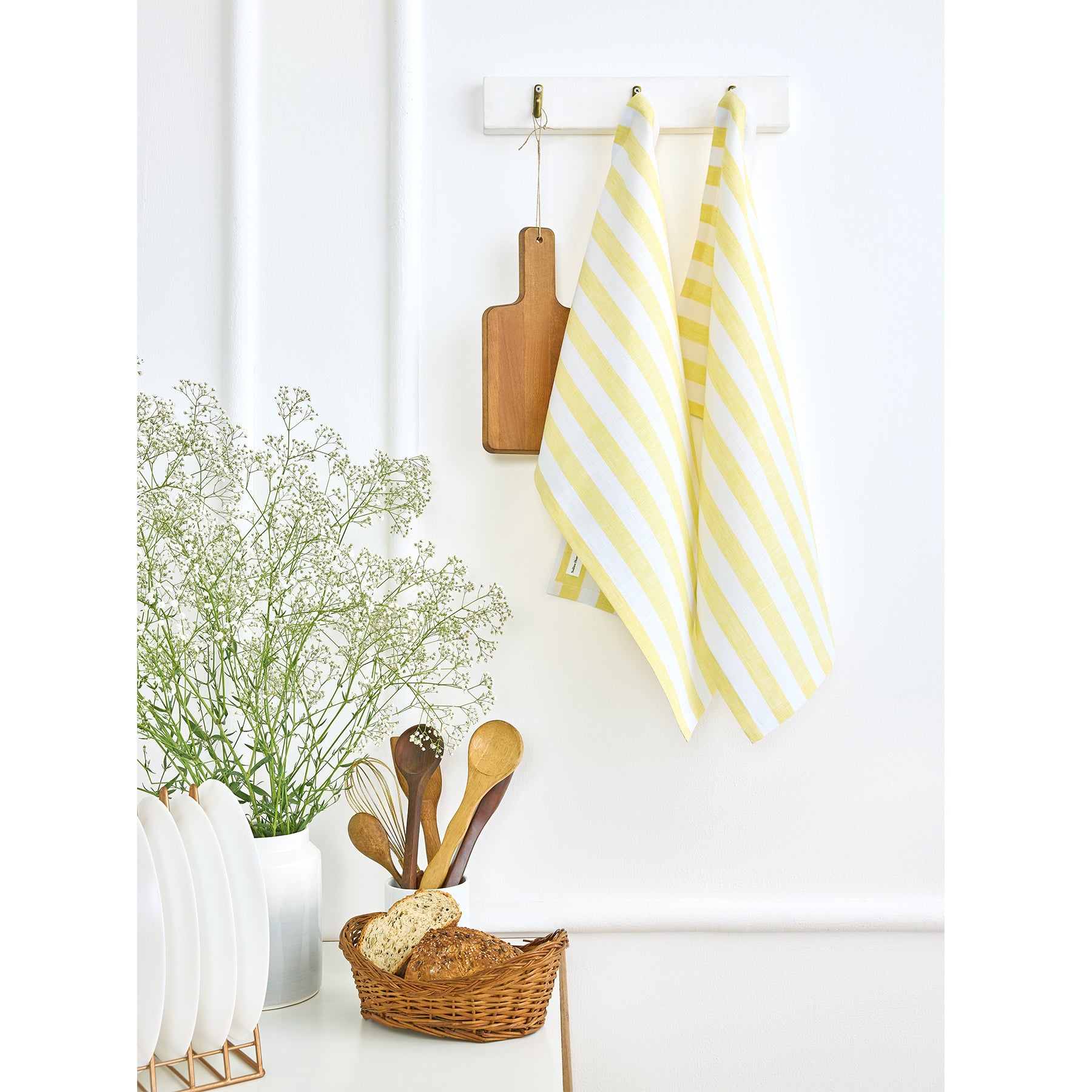 Sorrento Stripe Cotton Kitchen Towels Set of 2 - Absorbent Dish Towels for Drying Dishes, Cleaning Countertops - Perfect for Kitchen, Restaurant & Home Use