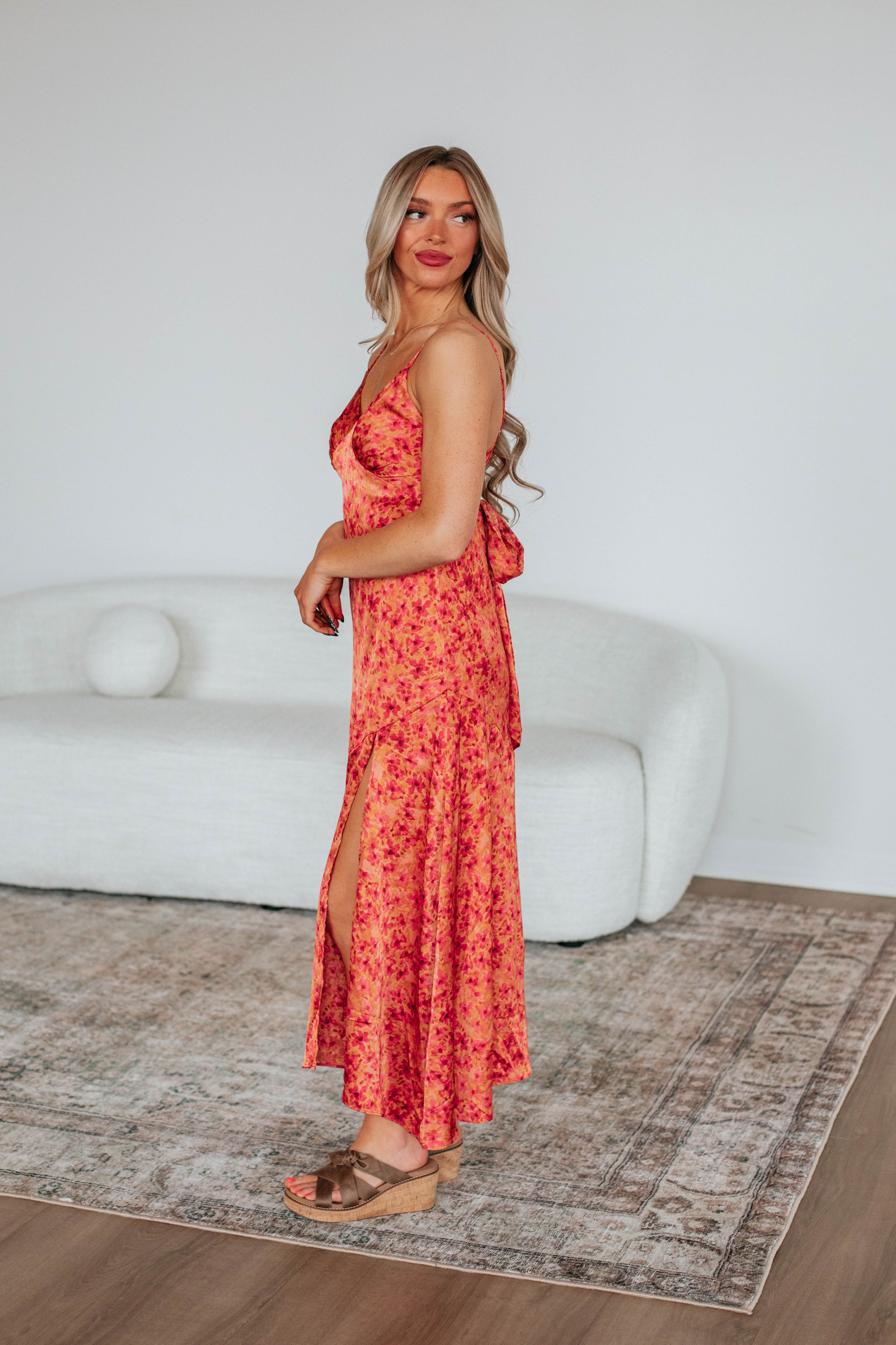 Emersyn Floral Print Summer Dress for Women - Elegant Flowy Maxi Dress with V-Neck & Ruffle Sleeves - Perfect for Beach Vacation, Wedding Guest, and Date Night Outfits