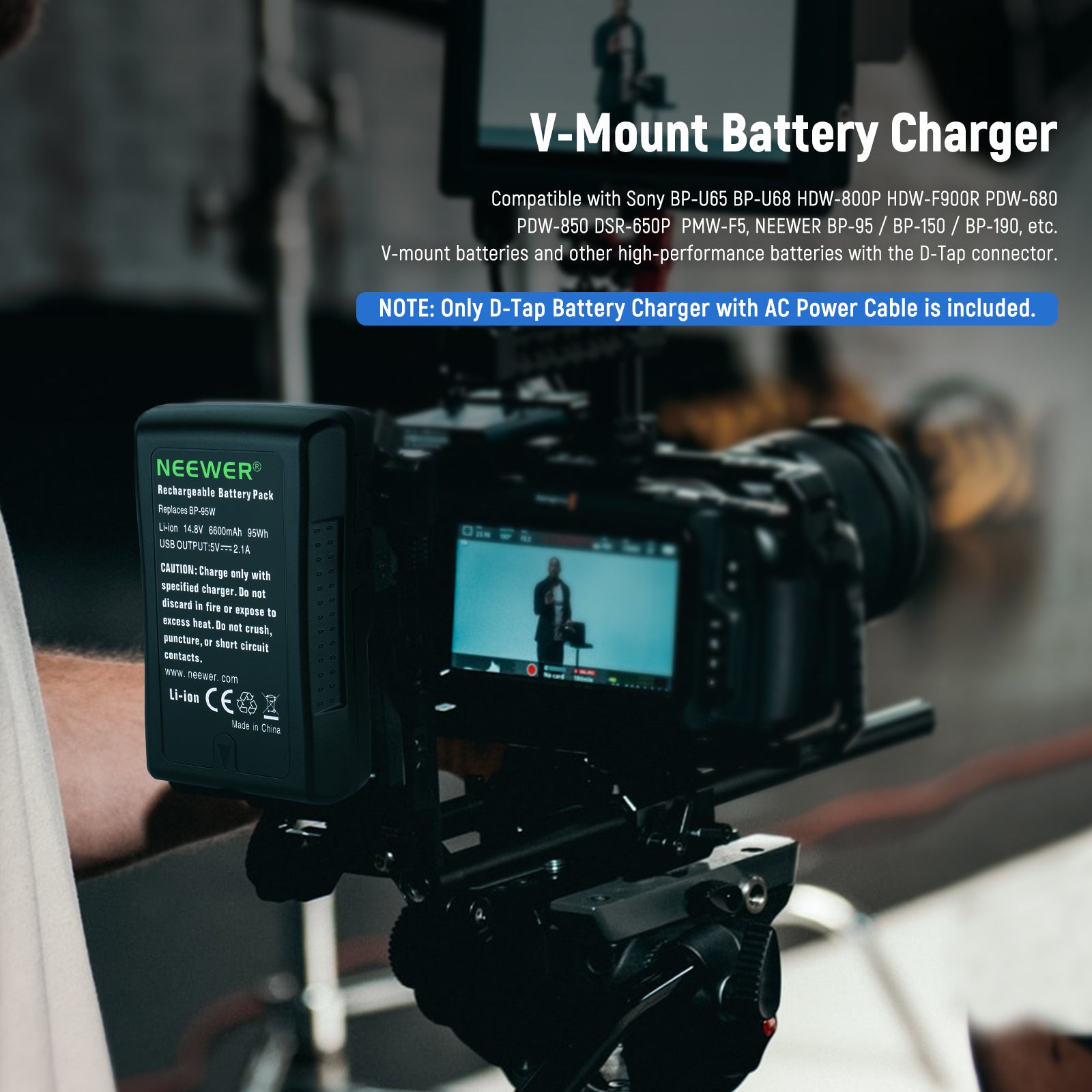 NEEWER D-Tap Battery Charger - Fast & Reliable Power Solution for Cameras, LED Lights, and Video Equipment - Perfect for On-the-Go Filmmakers and Photographers