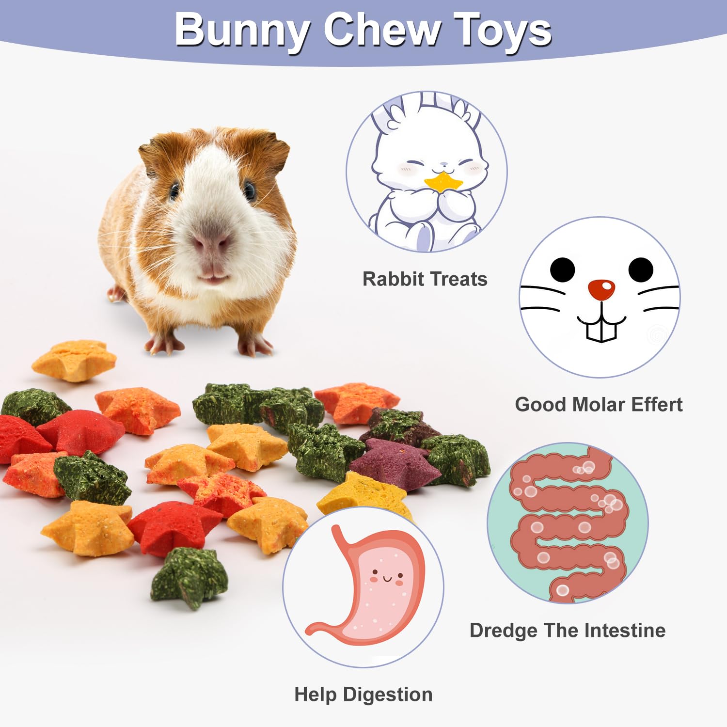 Healthy Mini Star Rabbit Treats - Natural Snacks for Rabbits & Small Pets - Chew Toys for Dental Care