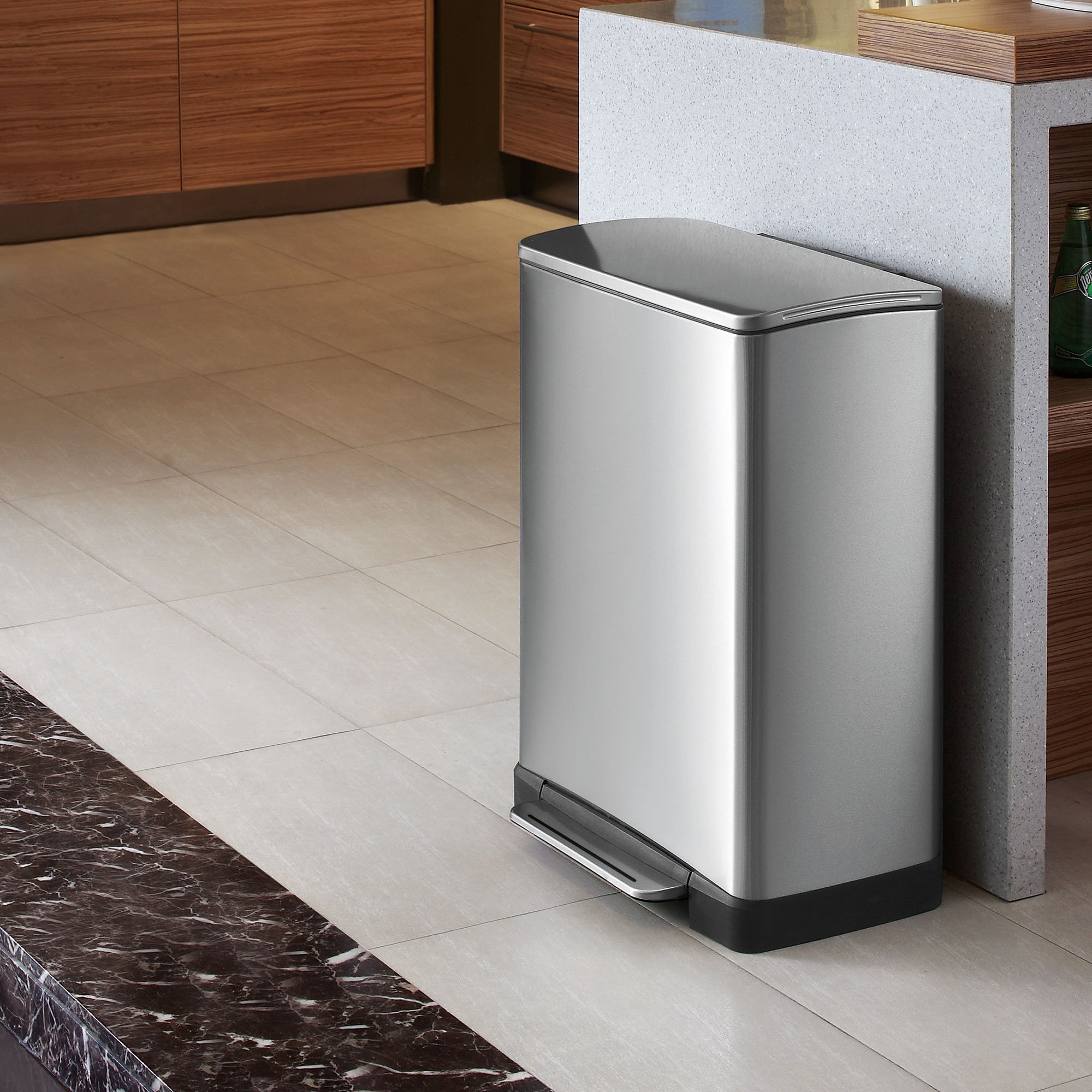 Stainless Steel Step Trash Can with Lid - 50L/13.2 Gallon Odor-Proof Kitchen Garbage Bin | Modern NEO Cube Design for Home, Office & Bathroom Waste Disposal