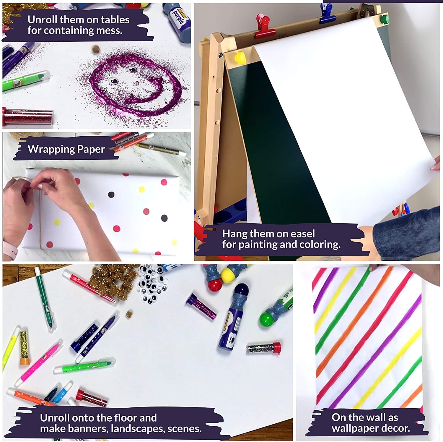 DOODLE HOG Easel Paper Roll 15” x 75’ (900”) 3 Pack - White Art Paper for Kids Easel, Craft Paper Roll for Drawing, Painting & DIY Projects - Perfect for Classroom, Homeschool & Creative Play