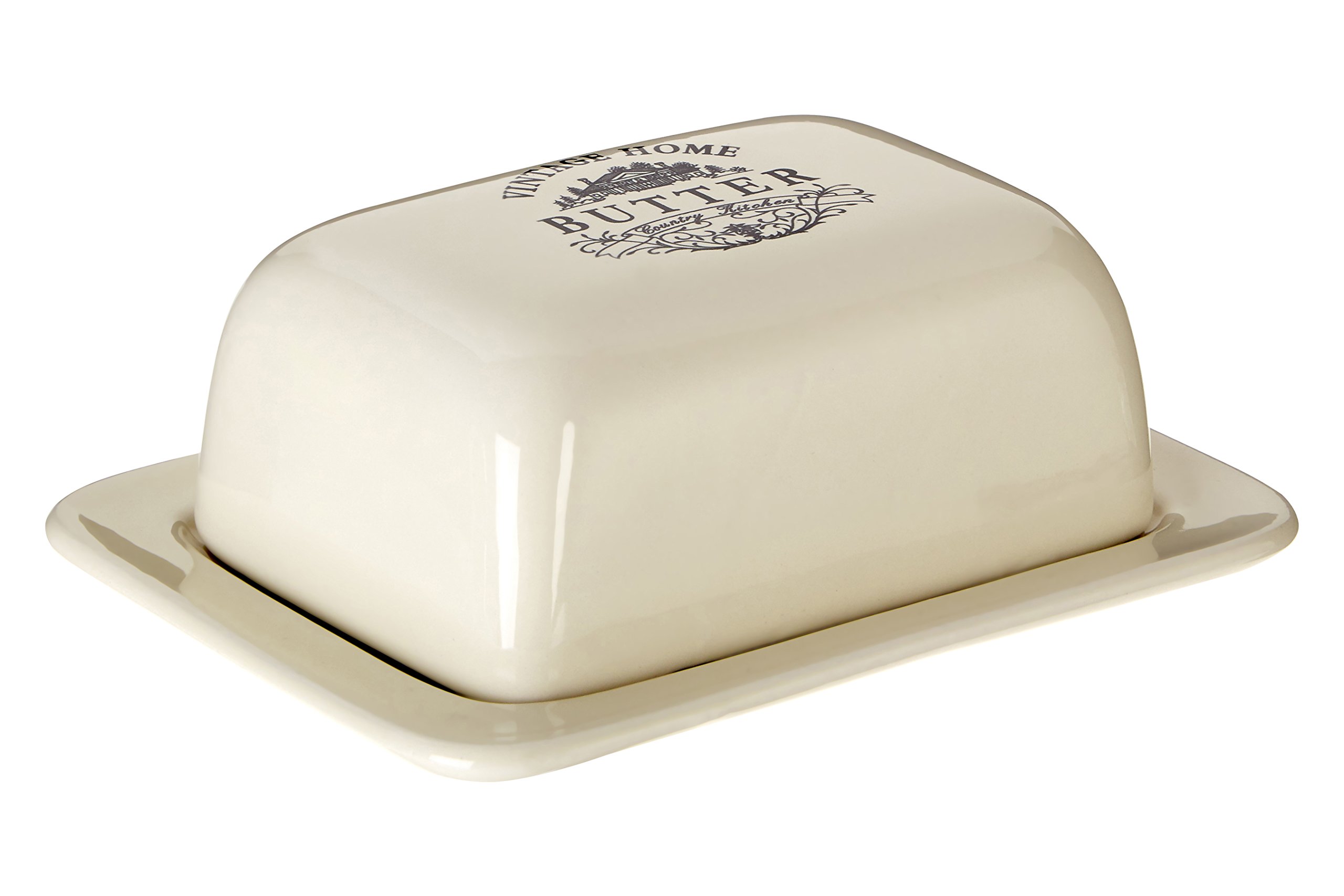 Vintage Butter Dish with Lid - Cream Ceramic Butter Keeper for Countertop - Perfect for Kitchen, Dining Table, and Breakfast Nook