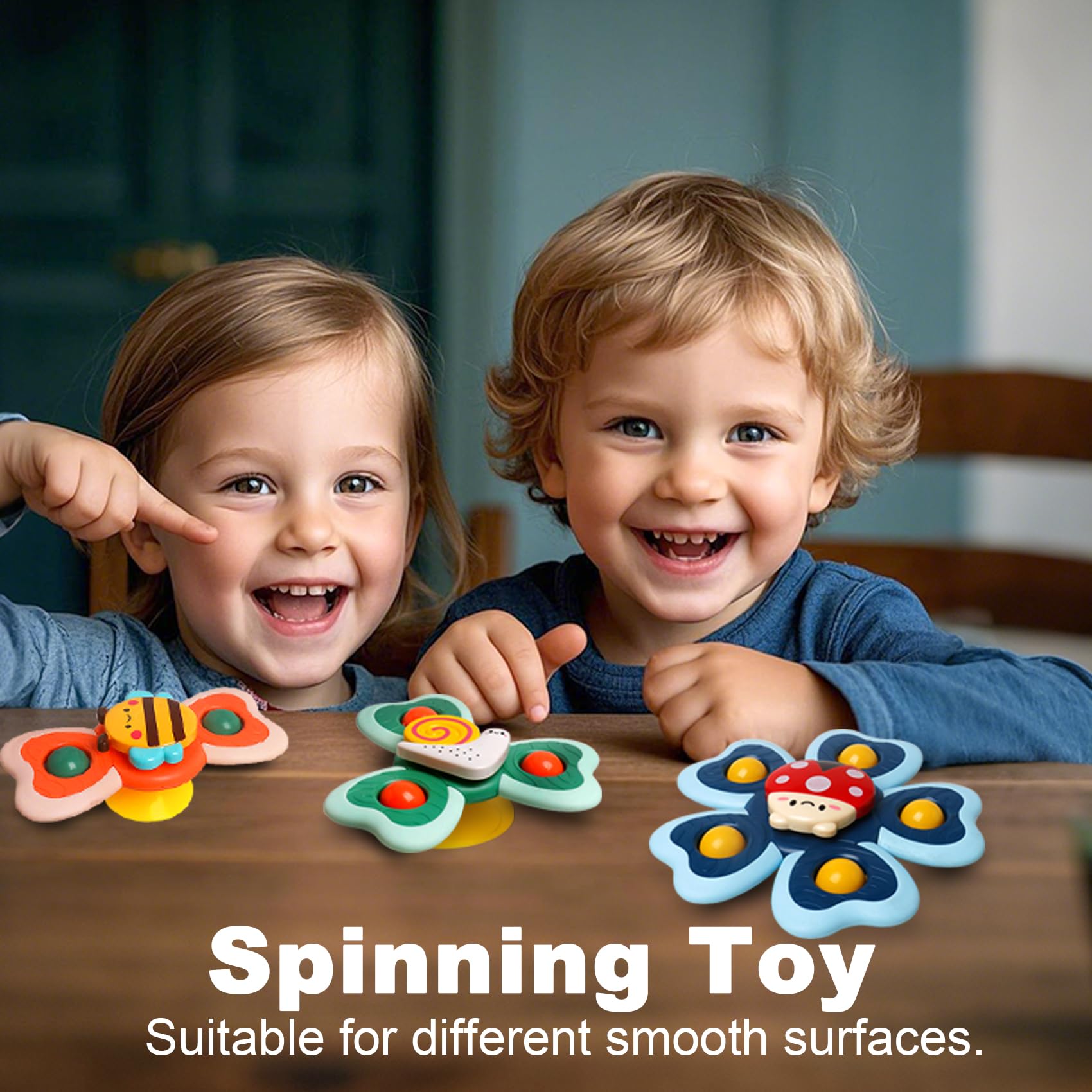 **Sensory Suction Cup Toys for Babies 1-2 Years - Fidget Spinner & Simple Dimple Toys for Toddlers 6-18 Months - Bath & Travel Toys for Boys & Girls - Perfect for Easter & Birthday Gifts**    *(Use at home, in the car, or during bath time to keep babies engaged and happy!)*