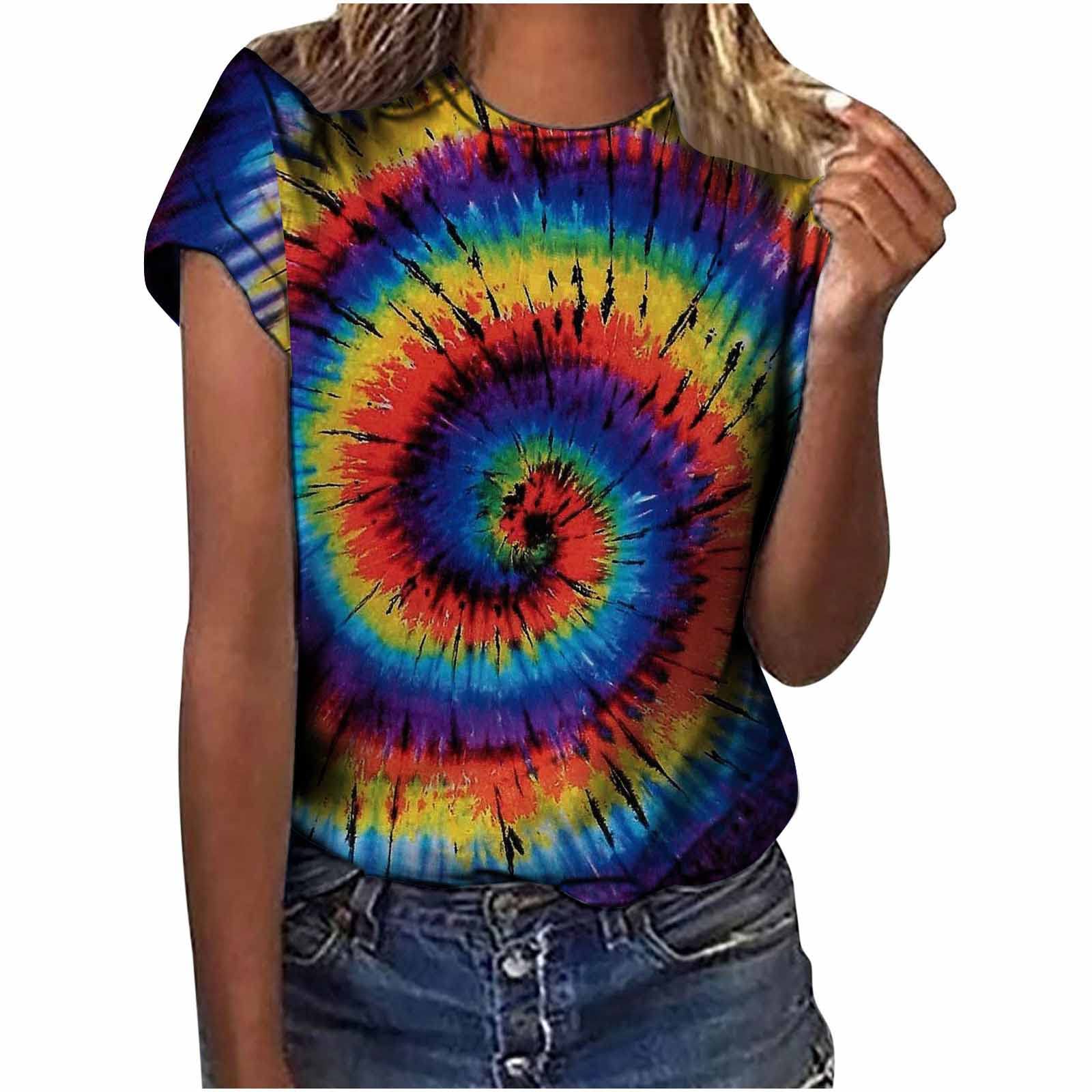 Women's Casual Short Sleeve Tie Dye T-Shirt - Crew Neck Loose Fit Summer Top for Women | Perfect for Beach, Vacation & Everyday Wear