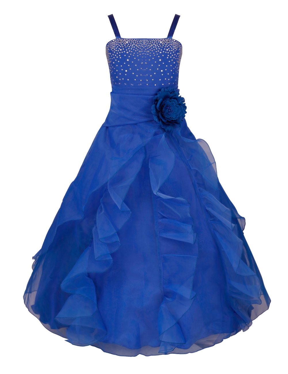 Sholeno Girls Sleeveless Organza Flower Girl Dress with Bow Tie - Elegant Princess Pageant Party Gown for Weddings, Birthday Celebrations & Special Occasions