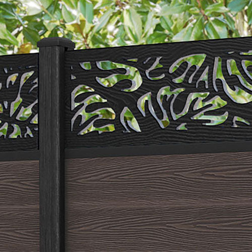 Classic Botanic Fence Panel - Mid Brown Composite Fence with Durable Posts | Perfect for Garden, Backyard, and Outdoor Privacy Fencing