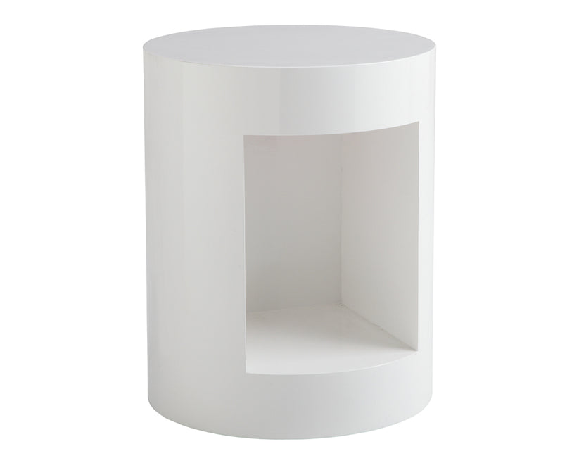 Modern Beacon End Table - High Gloss White Finish Nightstand for Living Room, Bedroom & Office - Compact Side Table with Sleek Contemporary Design
