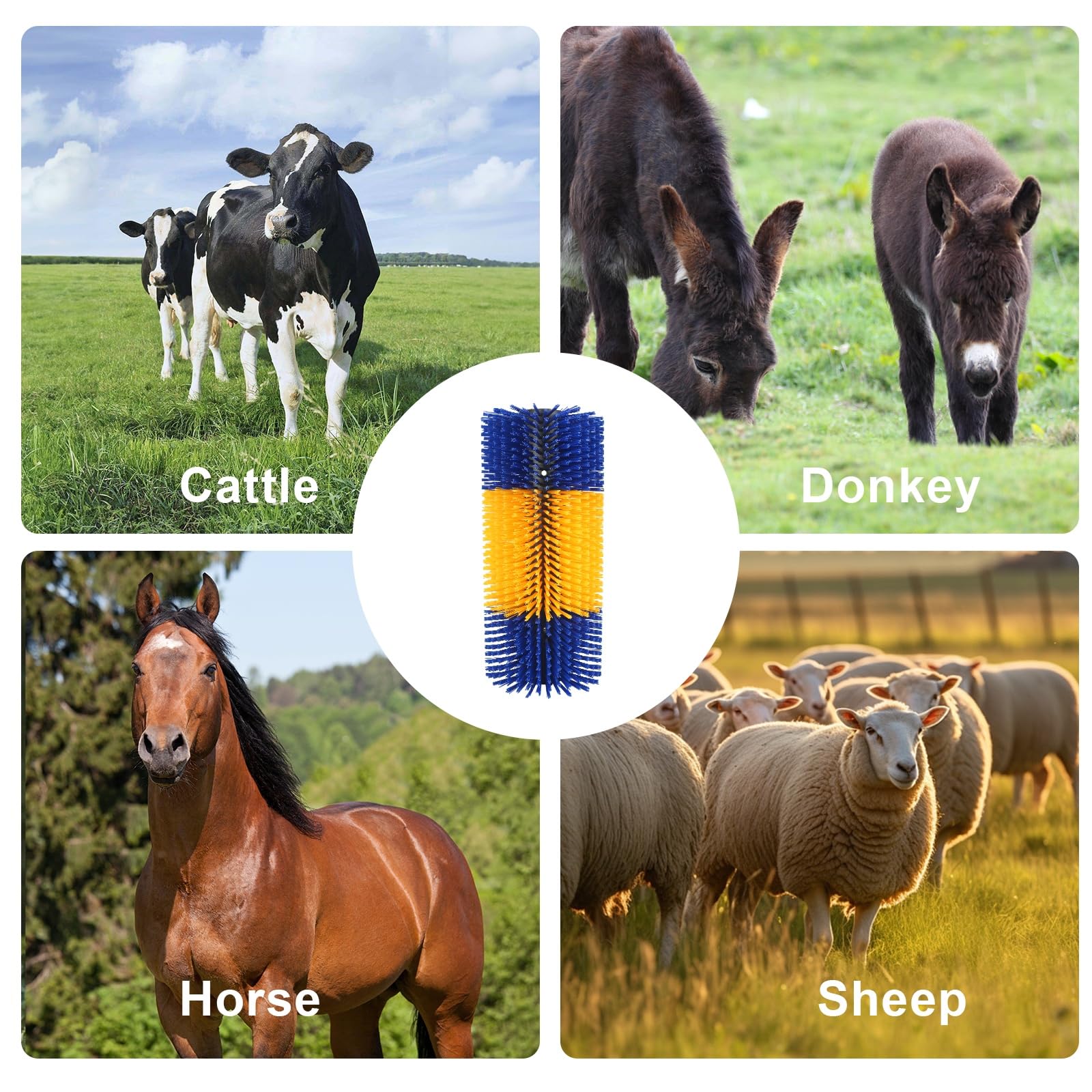 2PCS Livestock Scratching Brush for Cows, Horses & Goats - Durable Animal Back Scratcher for Grooming & Comfort - Perfect for Barns, Stables & Farms
