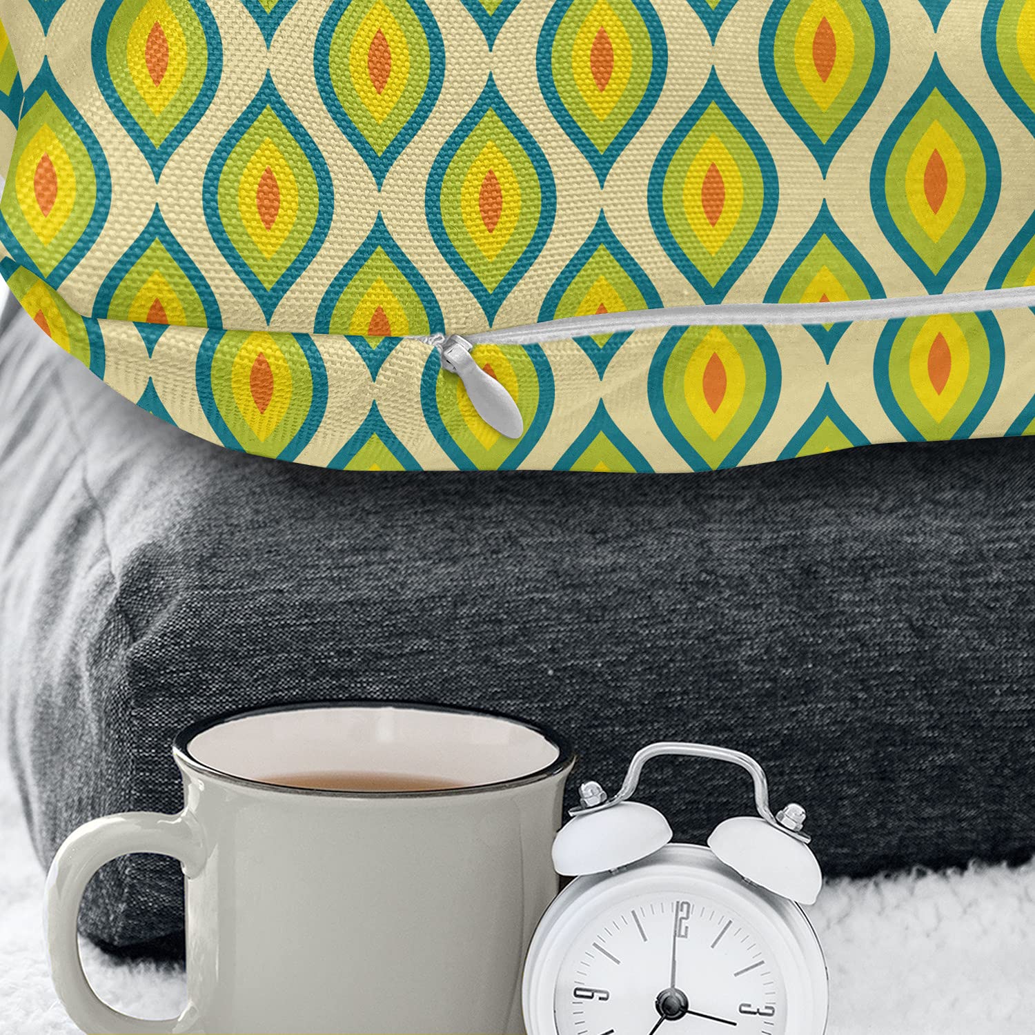 Ambesonne Yellow Green Pillow Cover - Bird Feathers Design for Sofa Decor