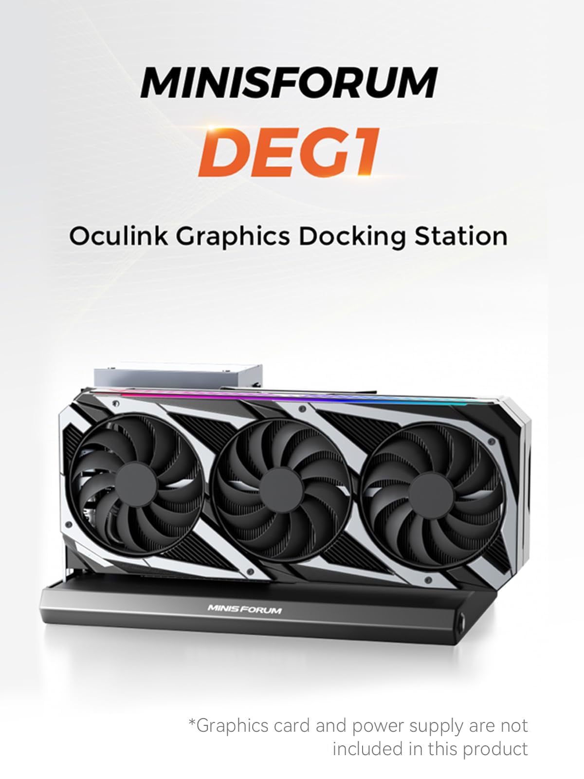 MINISFORUM DEG1 External GPU Dock Station - Mini eGPU Enclosure for RTX 4090 & AMD RX 7900 XTX, Supports ATX/SFX Power Supplies with Oculink Interface - Perfect for Gaming, Video Editing & 3D Rendering Workstations