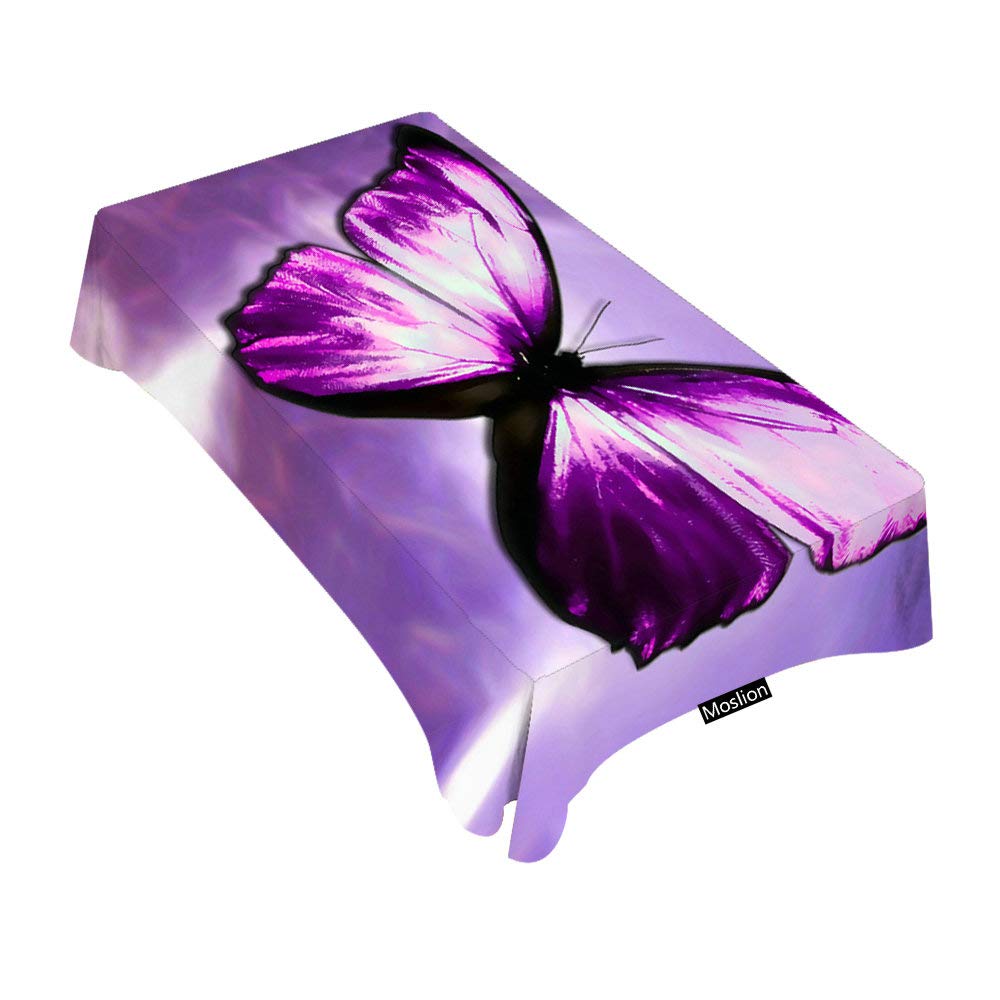 Moslion 60x90 Inches Decorative Rectangle Tablecloth - Magical Purple Butterfly Design for Dining, BBQ, Picnic & Coffee Tables | Waterproof & Wrinkle-Resistant Table Cover for Indoor/Outdoor Parties & Events