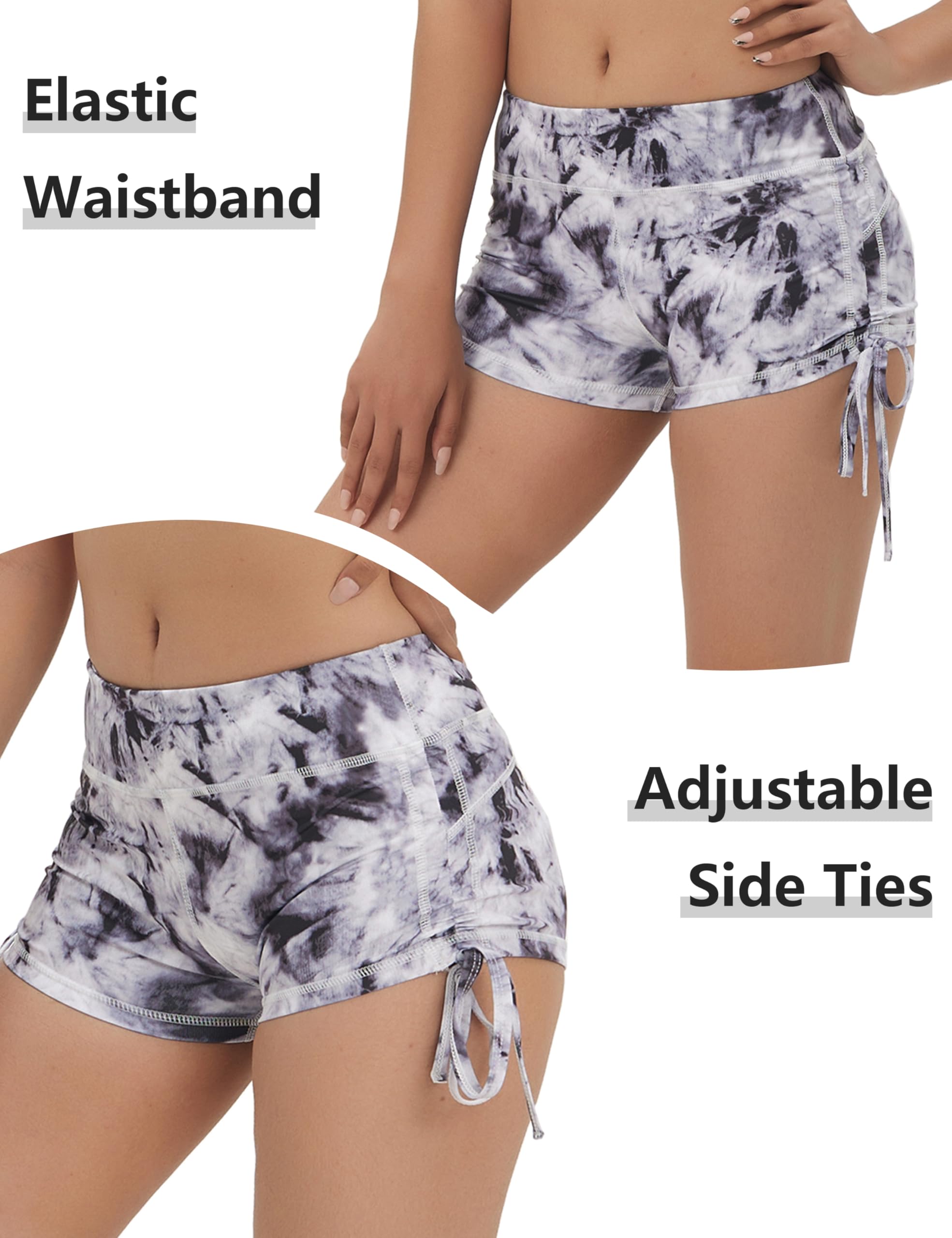 BUBBLELIME Women's High Waisted Yoga Shorts - Stretchy Booty Lifting Workout Shorts with Adjustable Side Ties, Tummy Control & Moisture Wicking for Running, Fitness & Gym (Perfect for Yoga, Pilates & Lounge Wear)
