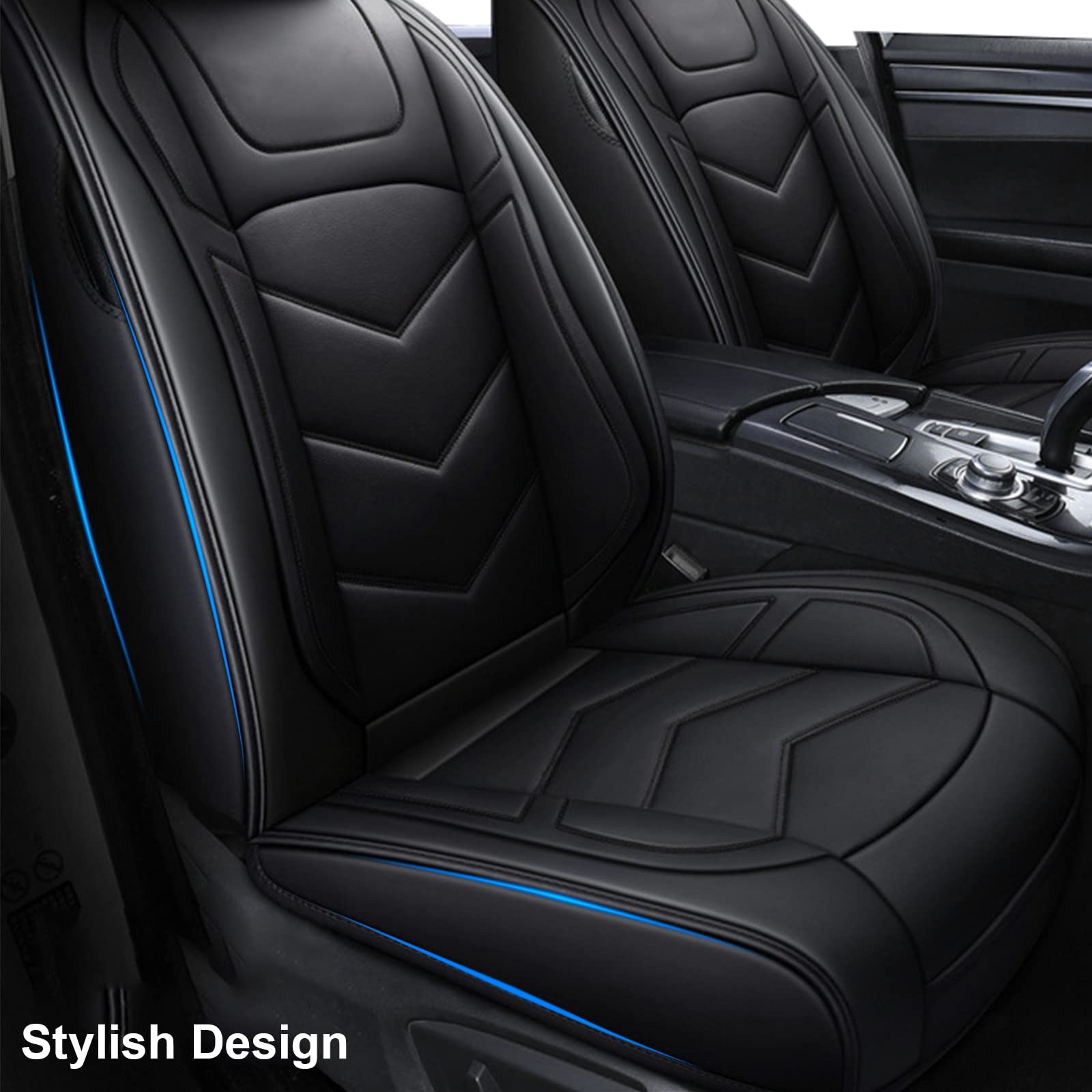 Universal Full Coverage Waterproof Car Seat Covers - 5-Piece Set for Front & Rear Seats | Fits Most Vehicles Including Elantra, Jetta, Passat, Outlander | Durable Seat Protectors for Cars, SUVs & Trucks | Perfect for Daily Commute, Road Trips & Pet Owners (Black)