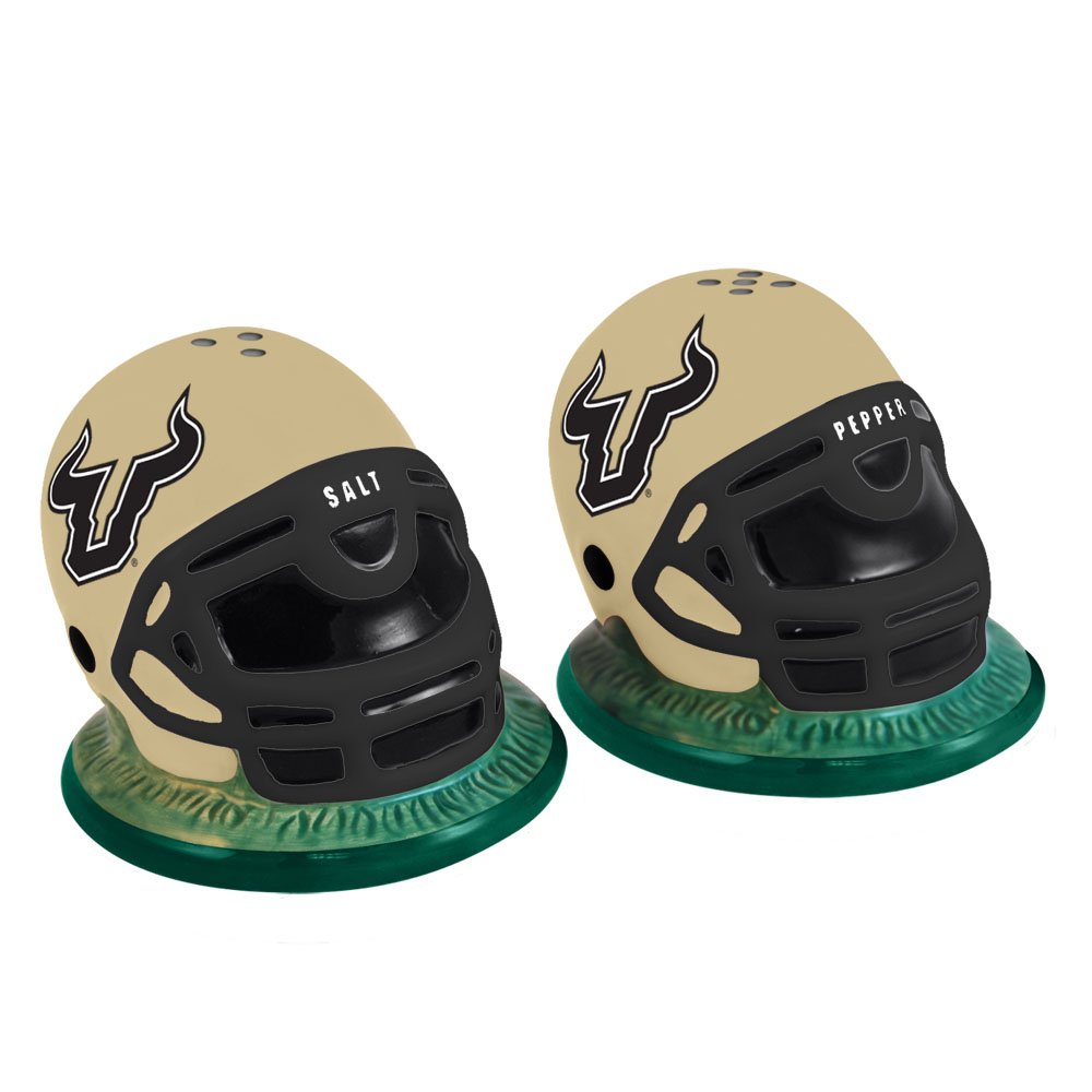 NCAA University of South Florida Bulls Football Helmet Salt and Pepper Shakers Set - Officially Licensed College Kitchenware for Game Day Parties & Tailgating