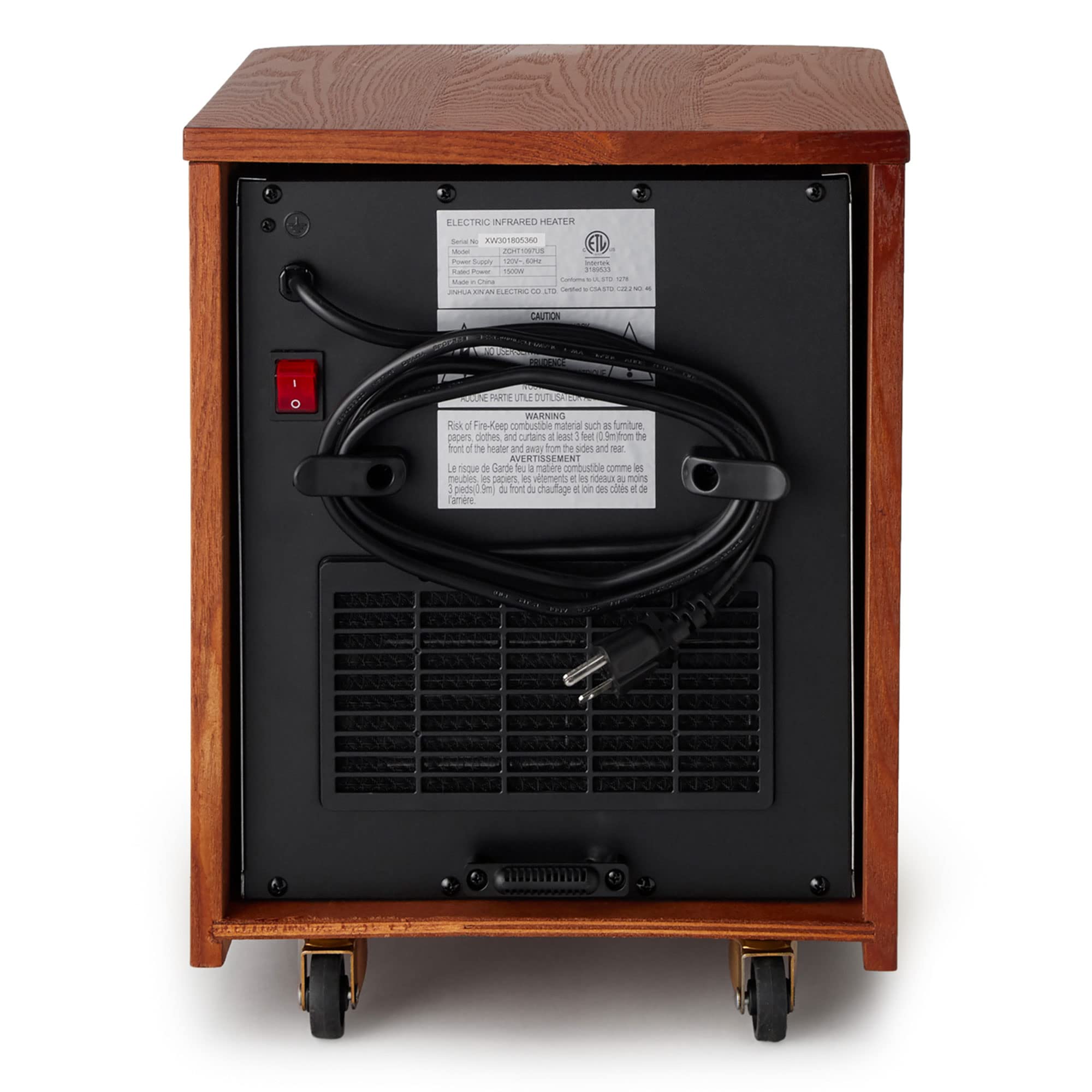 Lifesmart 1500W Portable Infrared Quartz Space Heater - 6 Heating Elements with Remote & Caster Wheels - Indoor Use for Home, Office, Bedroom & Garage - Energy Efficient Electric Heater (3 Pack, Brown)