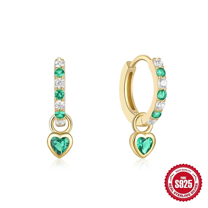 Sterling Silver Heart CZ Huggie Hoop Earrings for Women | Dainty Cubic Zirconia Stud Earrings | Perfect for Valentine's Day, Anniversary & Everyday Wear