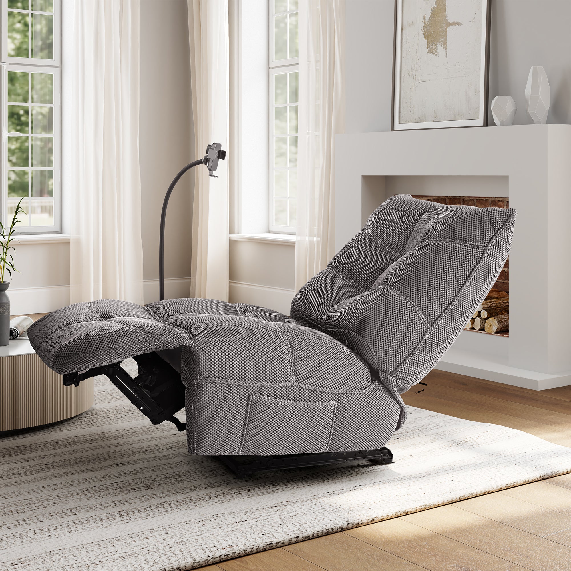 Linx Power Recliner with Wireless Charging & USB Ports - Comfortable Massage Chair for Living Room, Home Theater, and Office Relaxation