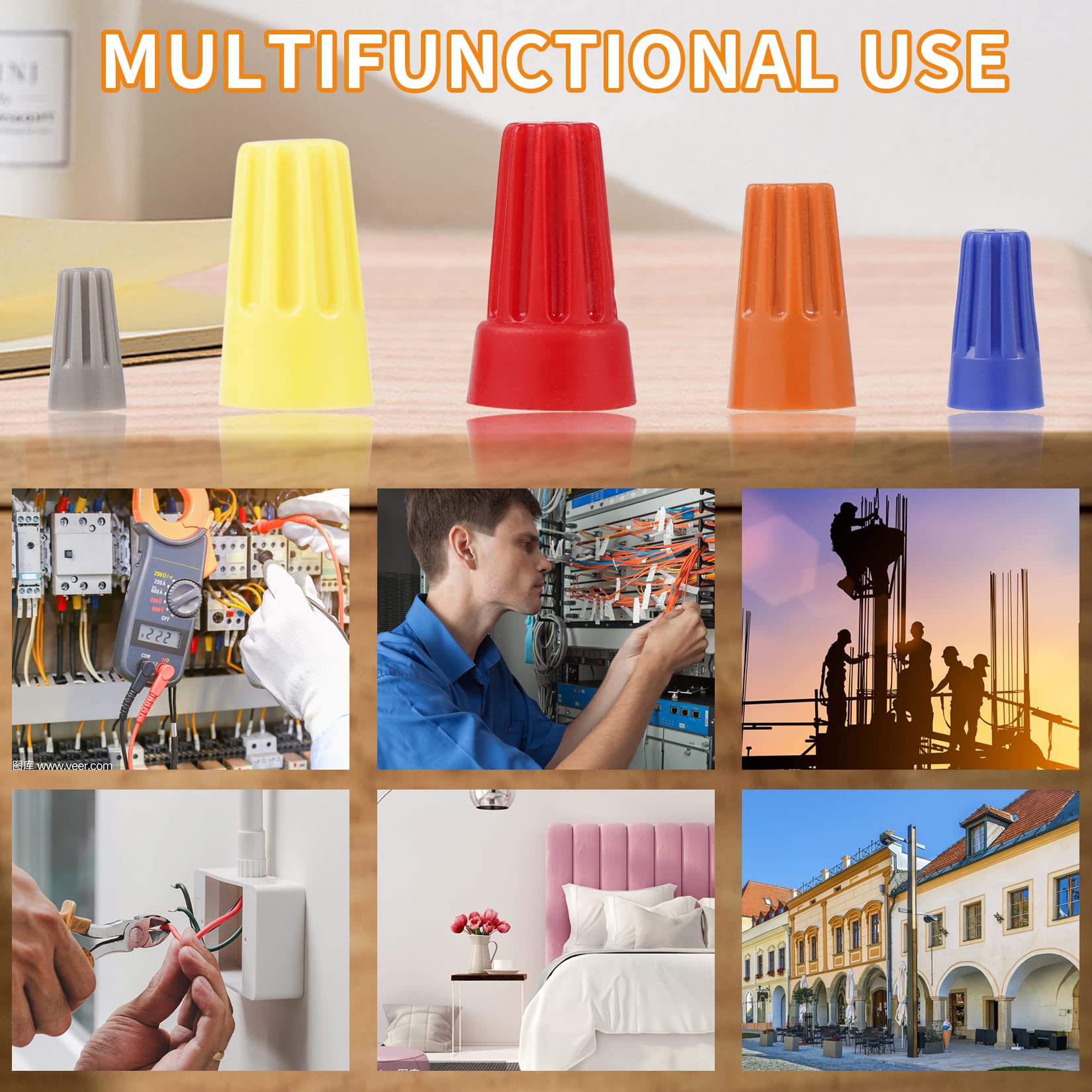 3200 PCS Wire Connectors - Electrical Wire Caps & Wire Nuts for Quick Secure Connections - Ideal for Home Wiring, Electrical Projects & DIY Repairs