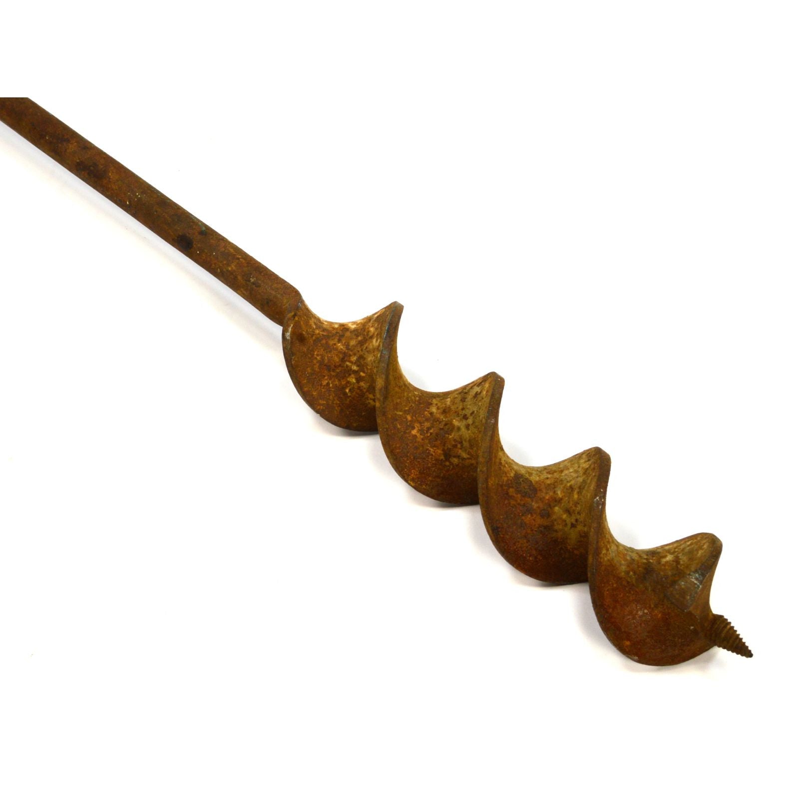 Antique T-Handle Beam Auger - Unbranded Log Boring Tool with 2 Bore Bits - Primitive Wood Drill for Carpentry, DIY Projects & Timber Construction