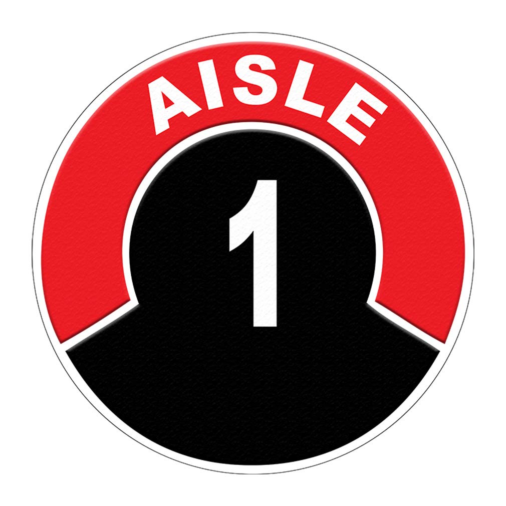 Anti-Slip Red & Black Round Floor Decals - 36 Inch Industrial Aisle Markers, Non-Slip Safety Stickers for Warehouses, Factories & Craft Workshops - Perfect for Corridor Safety & Hazard Zone Identification