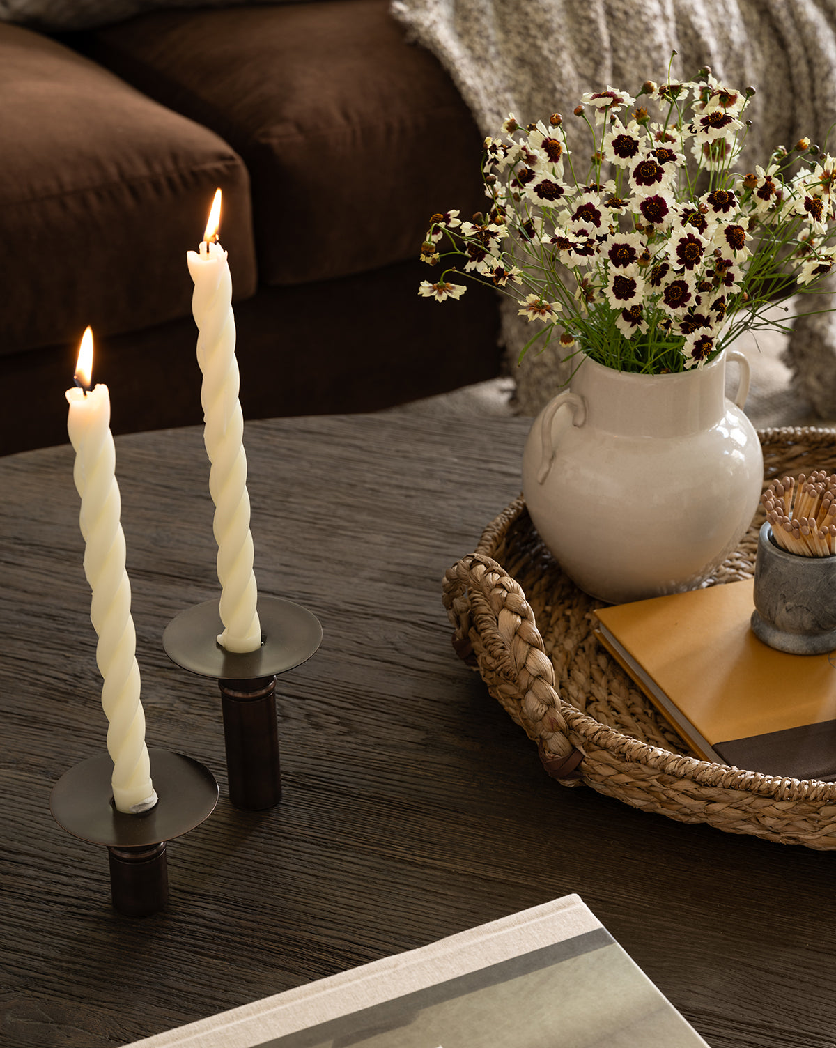Premium Twisted Taper Candles Set of 6 - Handmade Decorative Dripless Candles for Dining Table, Wedding Centerpieces & Romantic Home Decor