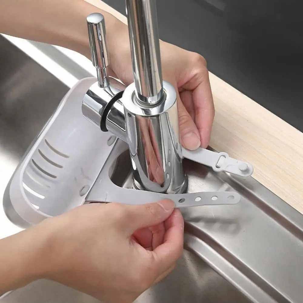 TGOPIT Silicone Hanging Sponge Holder - Kitchen Sink Organizer with Drain Basket, Soap Tray & Storage Caddy - Perfect for Dish Sponges, Brushes & Cleaning Tools - Ideal for Small Kitchens, RVs & Apartments