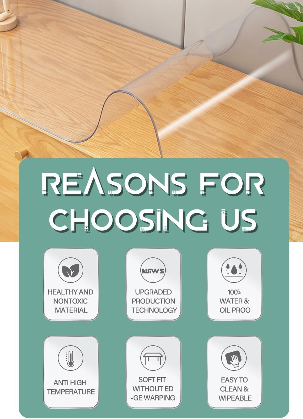 42X102 Inch Clear PVC Table Protector - Waterproof Vinyl Tablecloth for Dining Room, Coffee Table, Entryway & Desktop - Durable Plastic Table Cover Pad for Furniture Protection (Ideal for Family Gatherings, Parties & Daily Use)